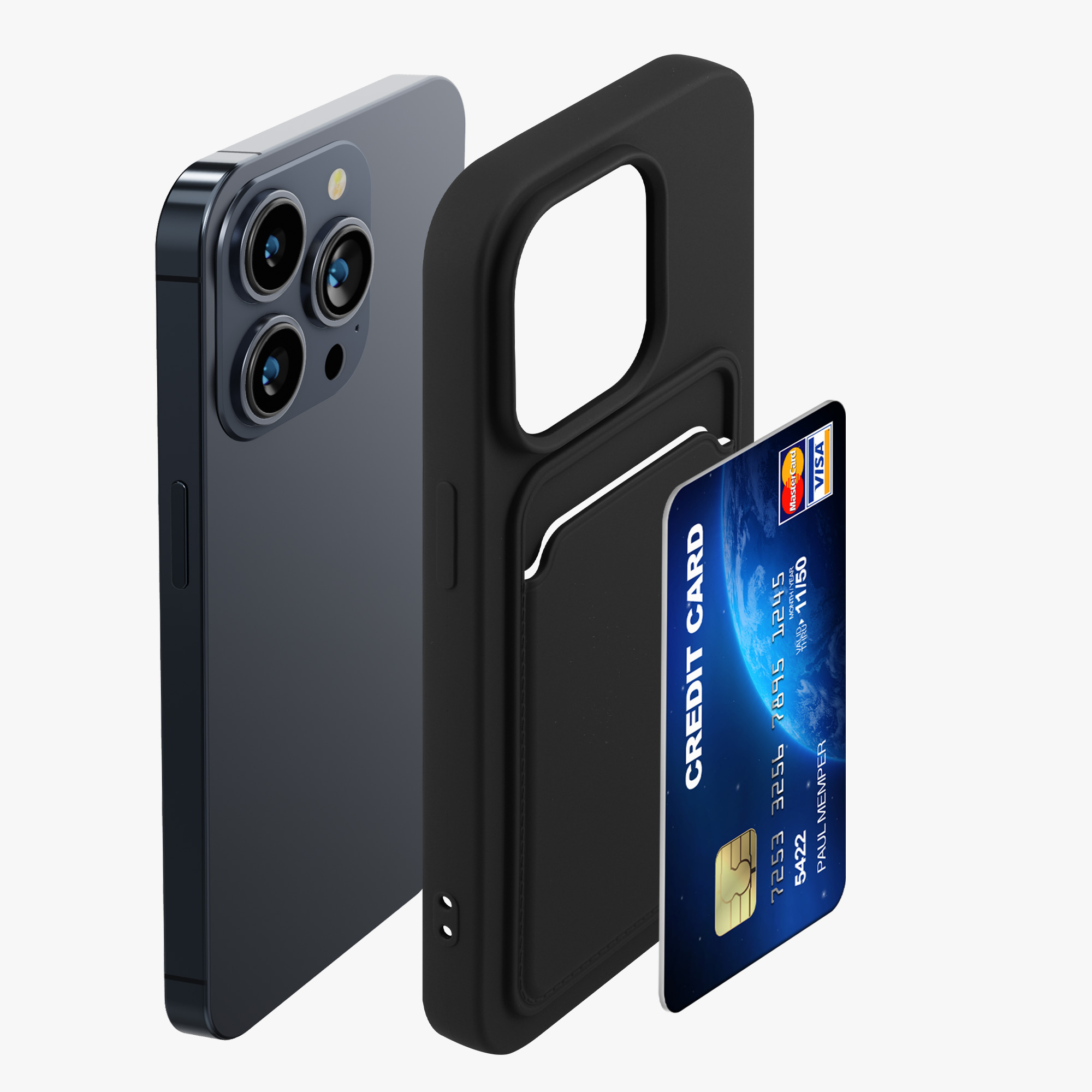 Kryt kwmobile s přihrádkou na kartu iPhone 14 Pro černá