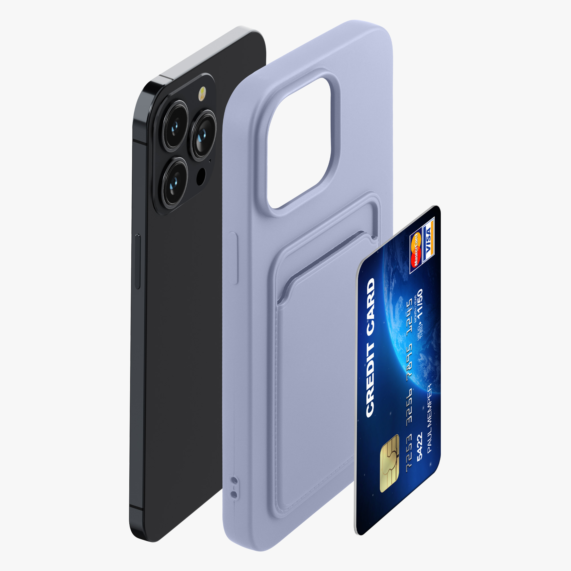 Kryt kwmobile s přihrádkou na kartu iPhone 14 Pro Max levandulová
