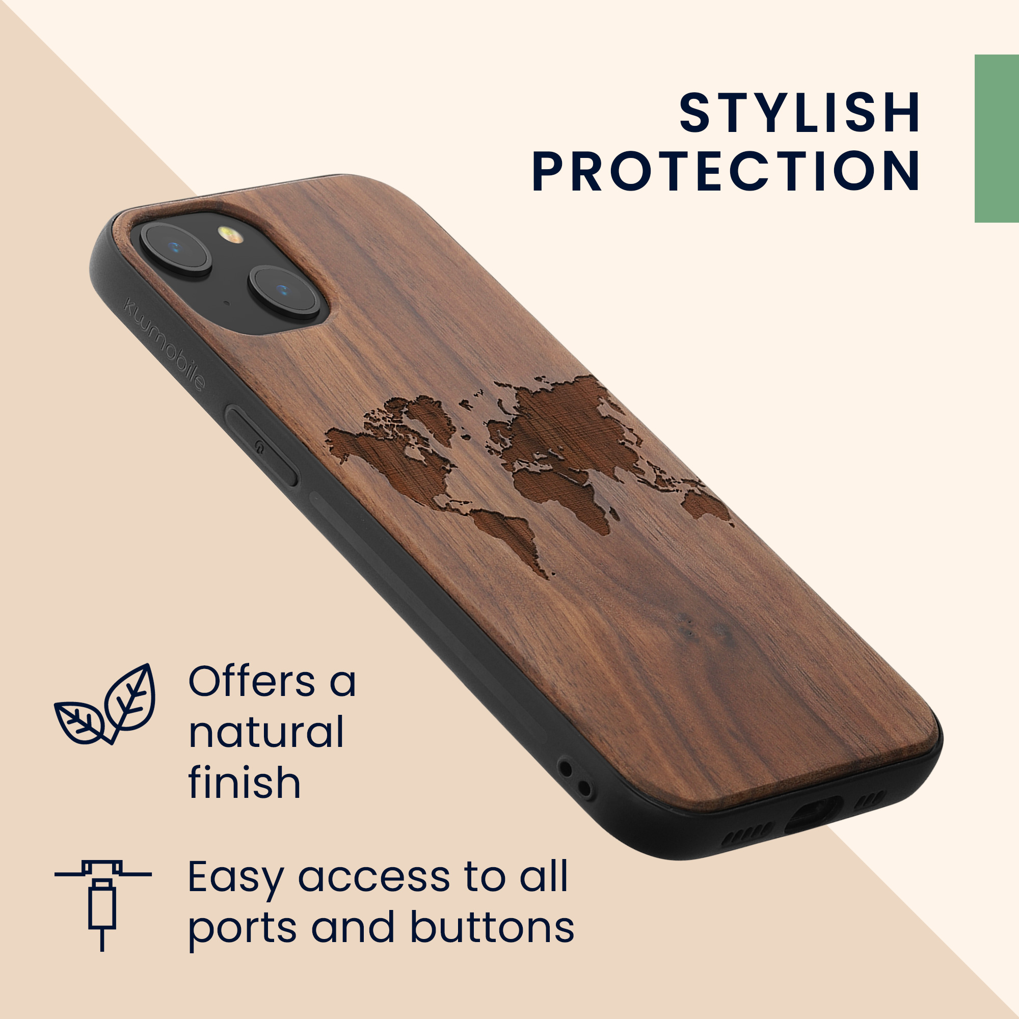 Kryt kwmobile dřevo iPhone 14 tmavě hnědá