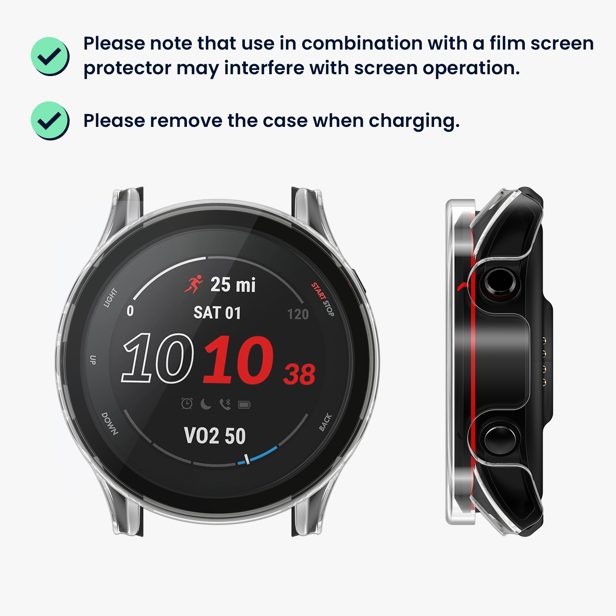 Tvrzené sklo s rámečkem Garmin Forerunner 255 / 255  kwmobile 2 ks transparentní 