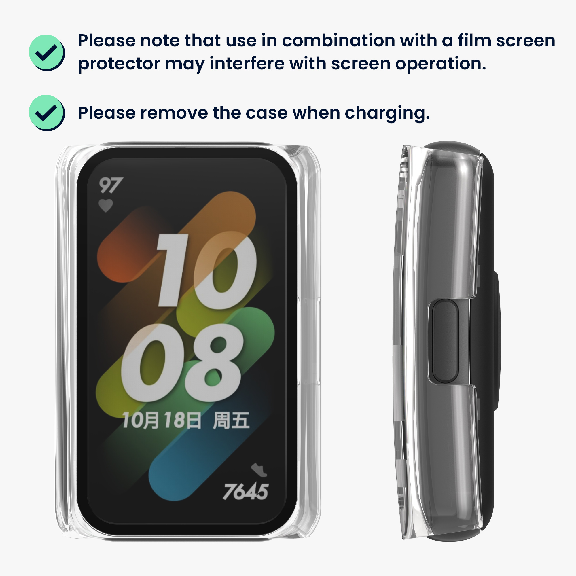 Ochranný rámeček se sklem na fitness náramek HONOR Band 7 / Band 6 / Huawei Band 7 / Band 6 Case 2 ks transparentně-béžové