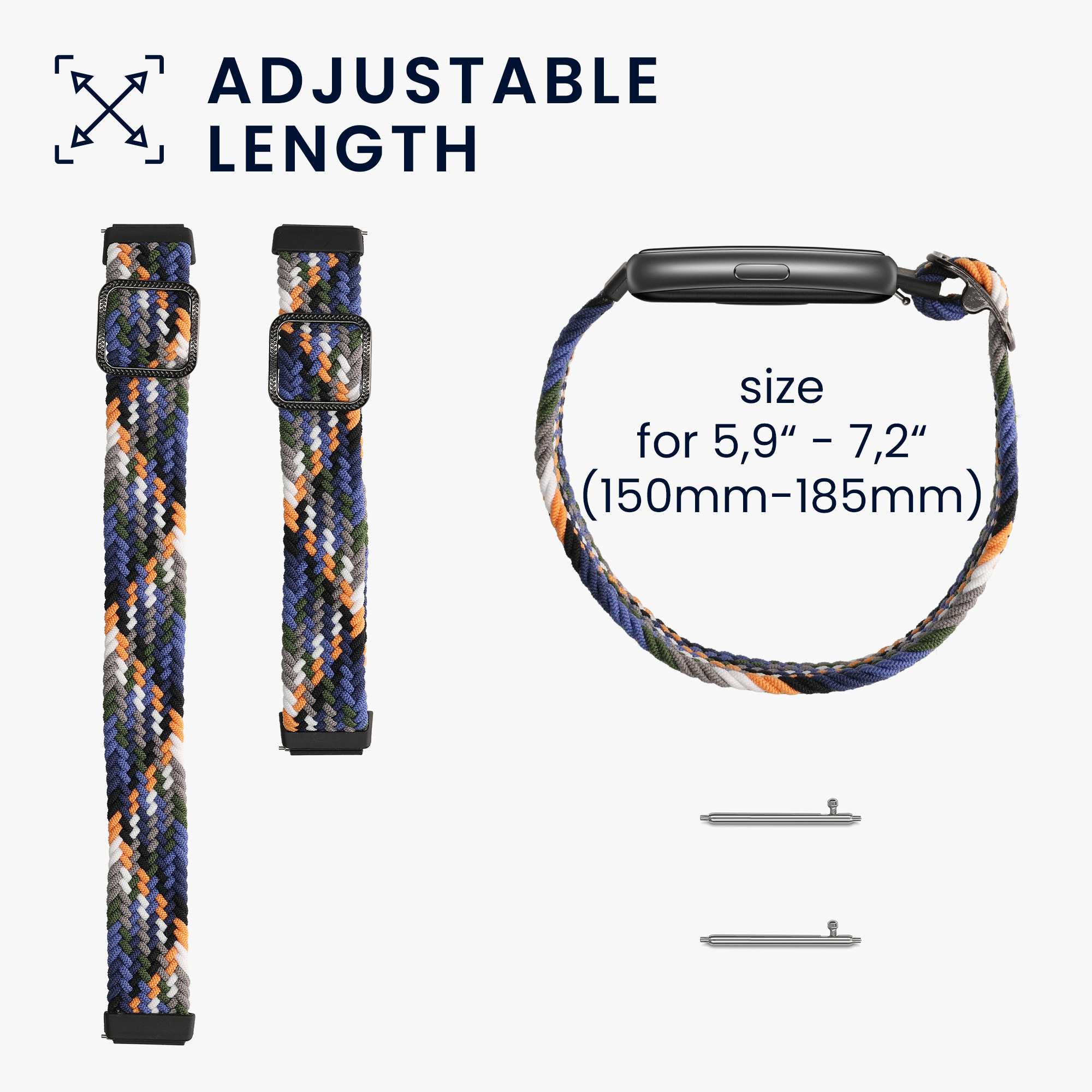 Nylonový řemínek na chytré hodinky Huawei Band 7 tmavě modro-žluto-šedé