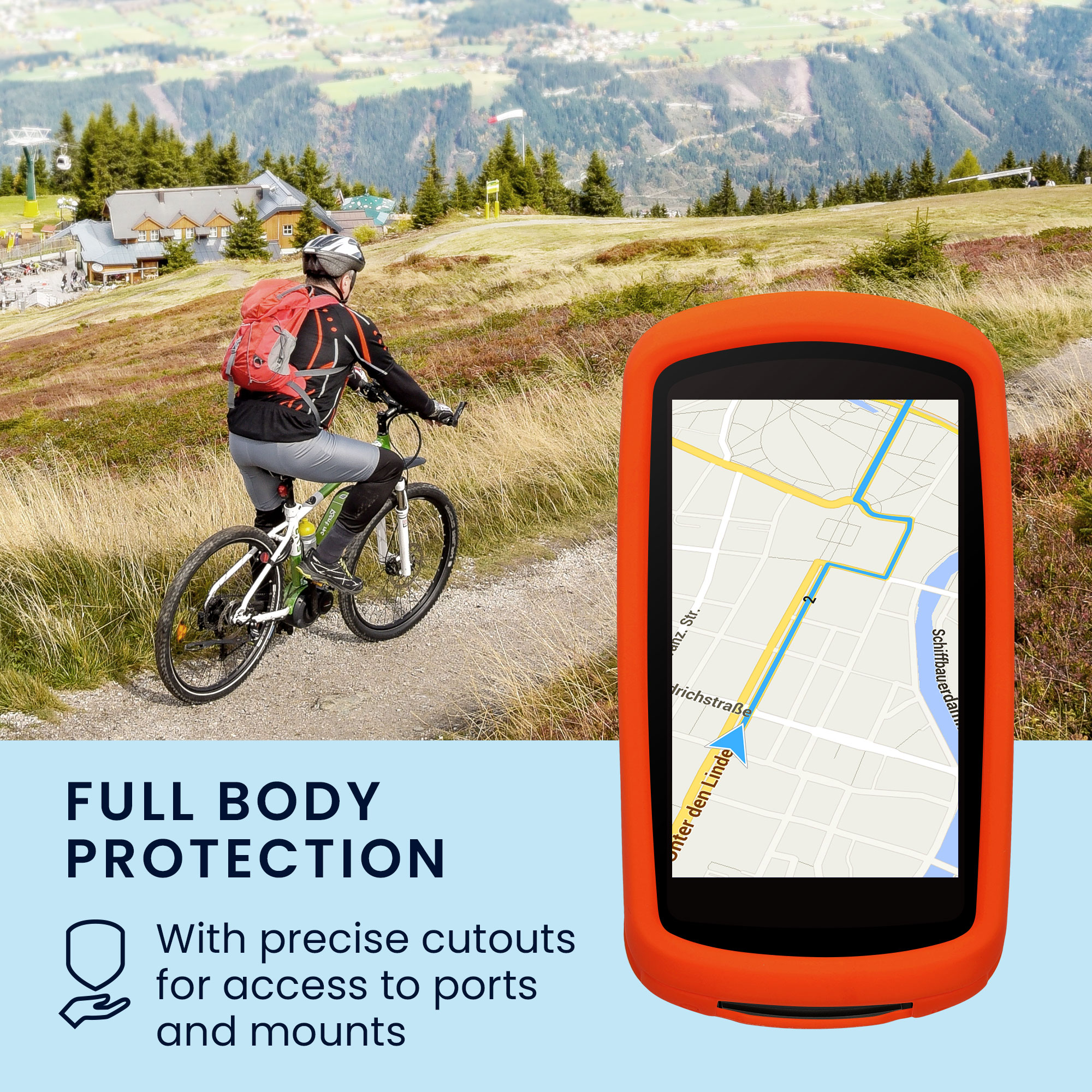 Silikonové pouzdro pro Garmin Edge 1040 / 1040 Solar kwmobile - měkký gumový ochranný kryt na cyklo GPS, letní oranžová