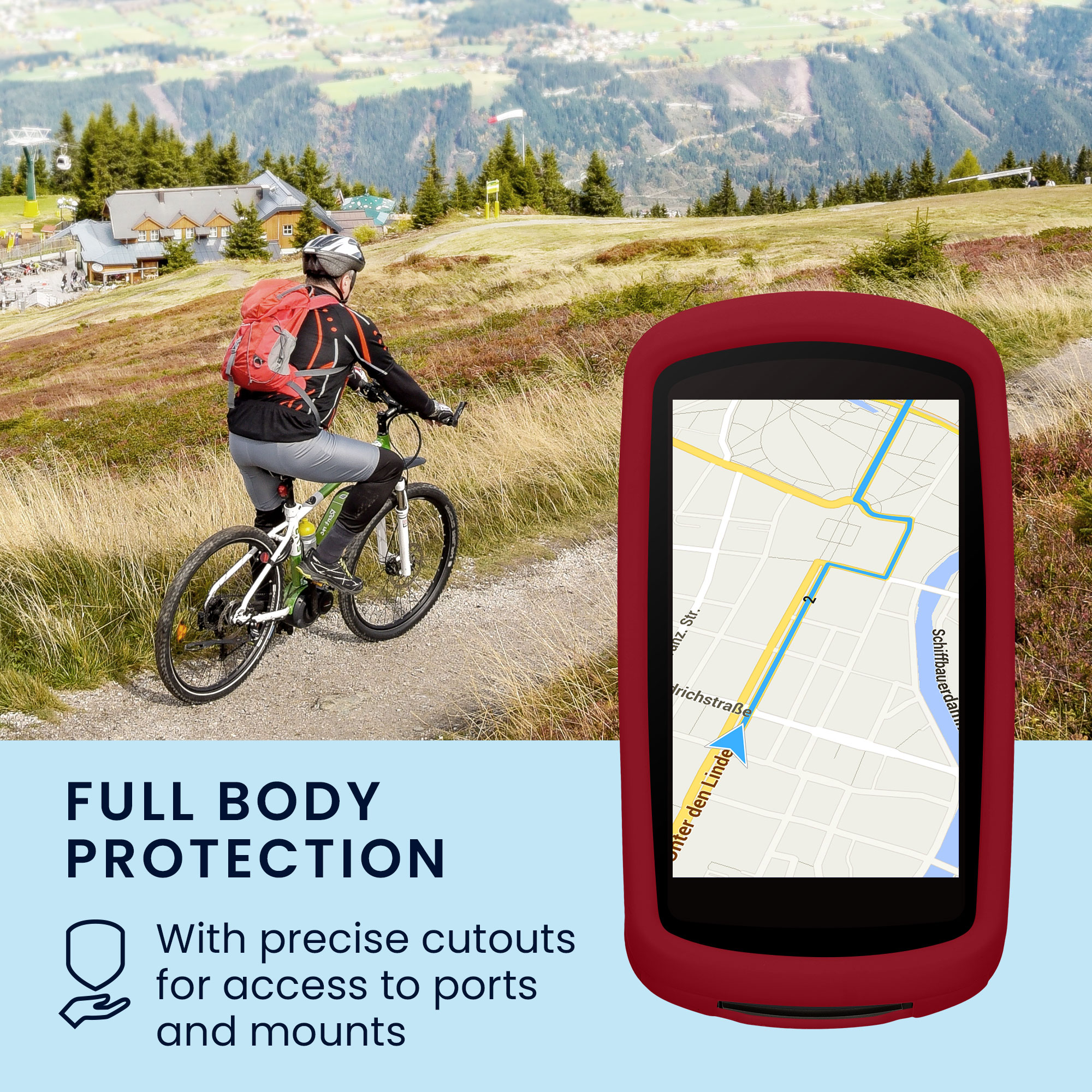 Silikonové pouzdro pro Garmin Edge 1040 / 1040 Solar kwmobile - měkký gumový ochranný kryt na cyklo GPS, vínová