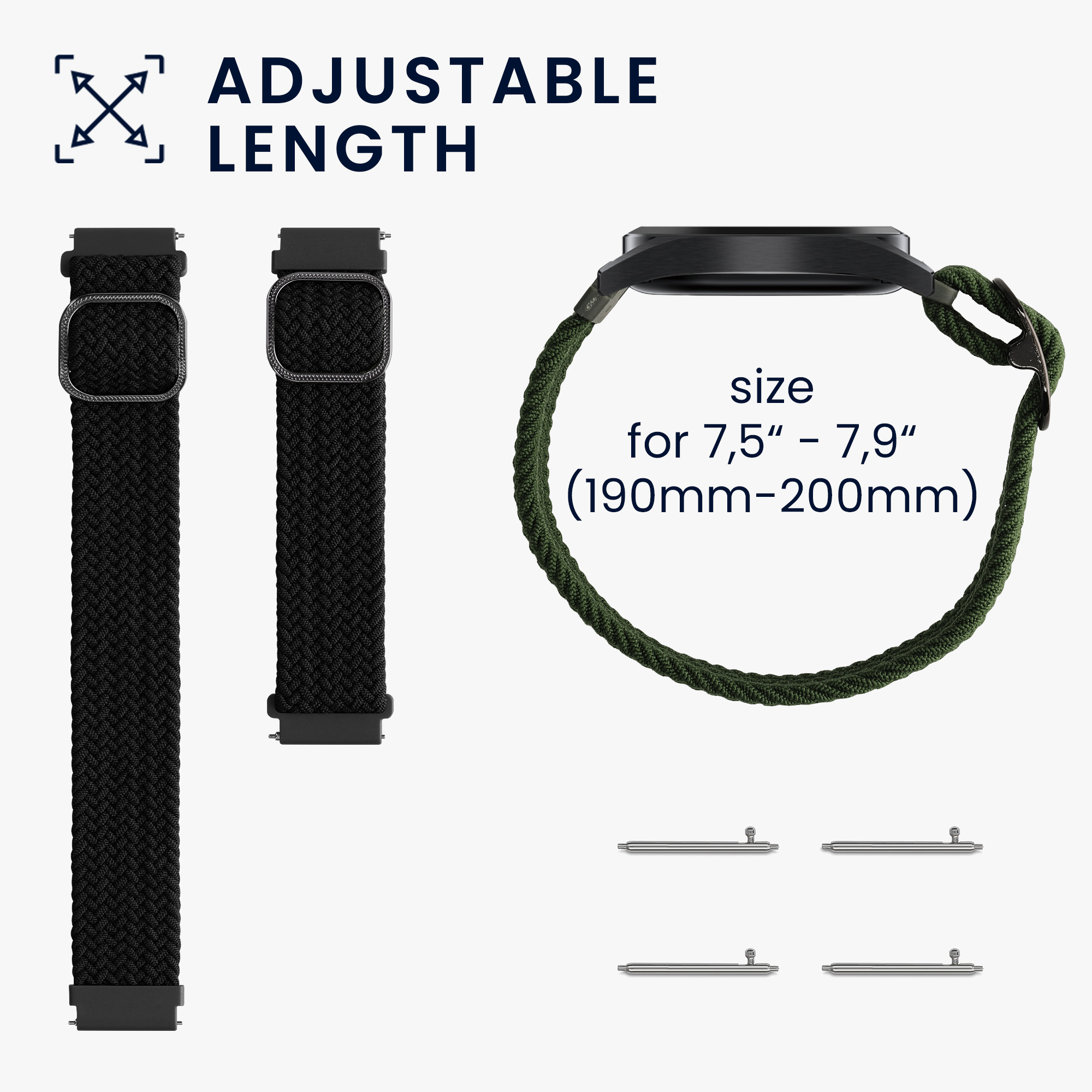 Nylonový řemínek Huawei Watch GT3 (42mm) černá/zelená kwmobile