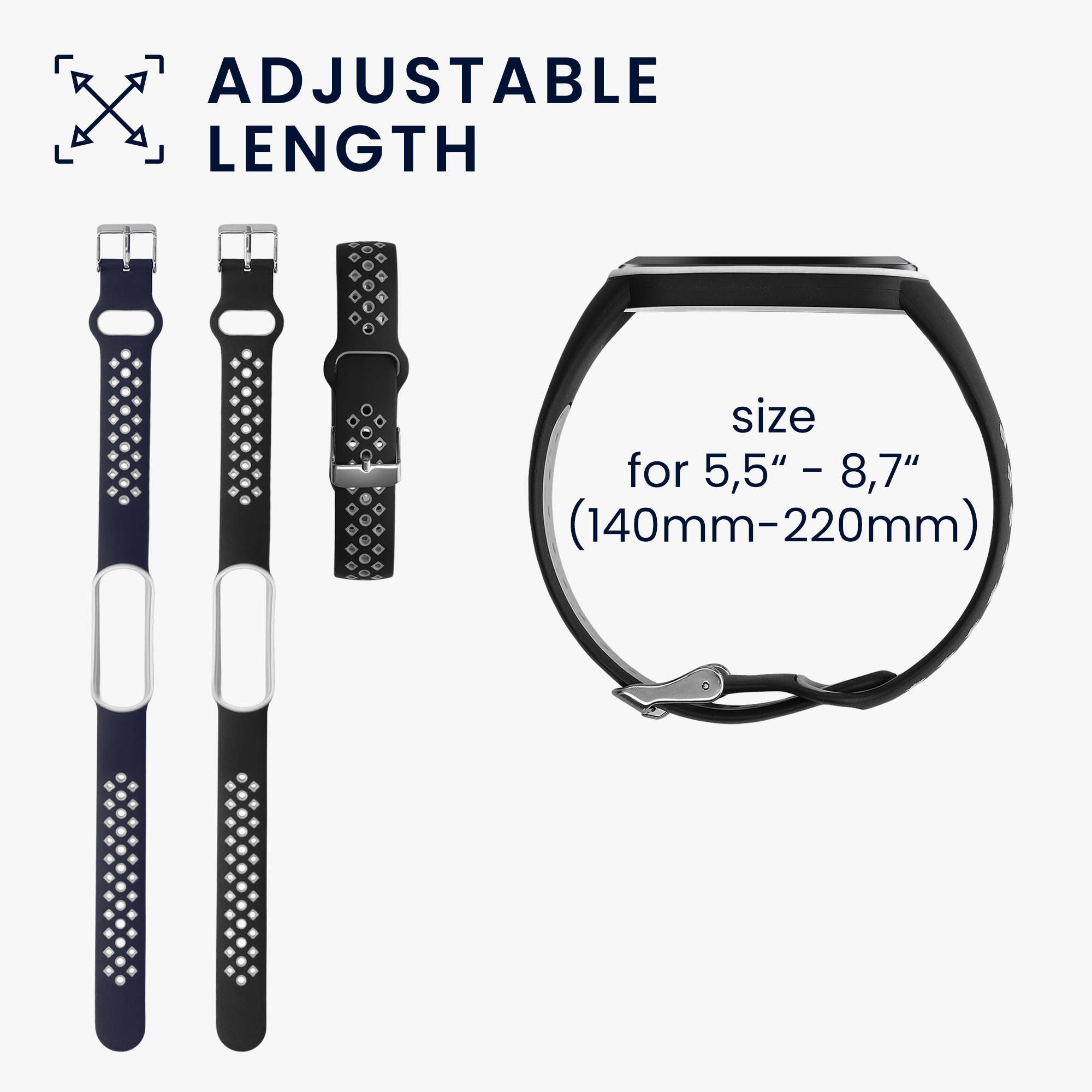 Řemínky pro Xiaomi Mi Smart Band 6 / Mi Band 6 / Band 5 kwmobile silikonové - černá / šedá / tmavě modrá / bílá