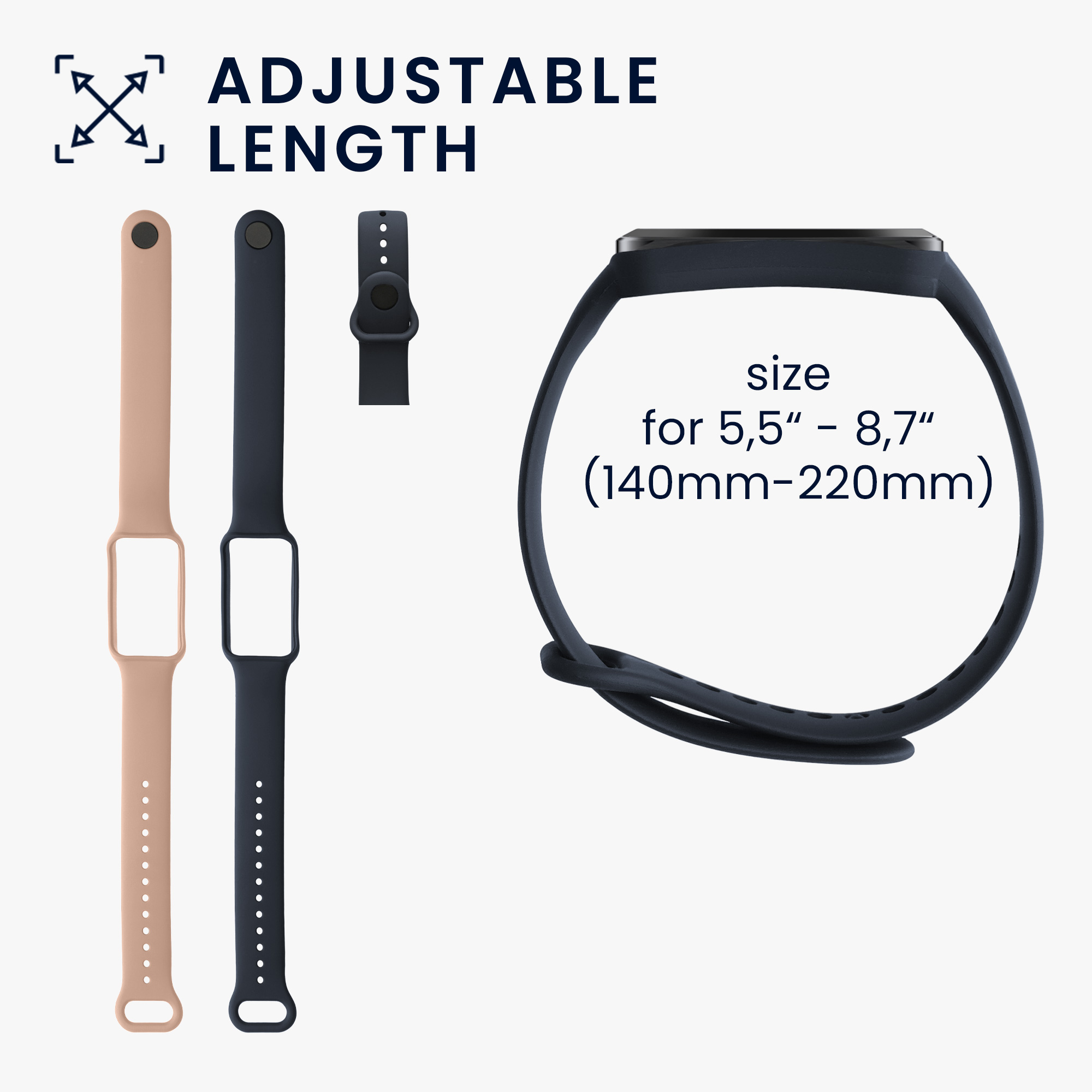 Sada 2 řemínků pro Amazfit Band 7 kwmobile - tmavě modrá a starorůžová