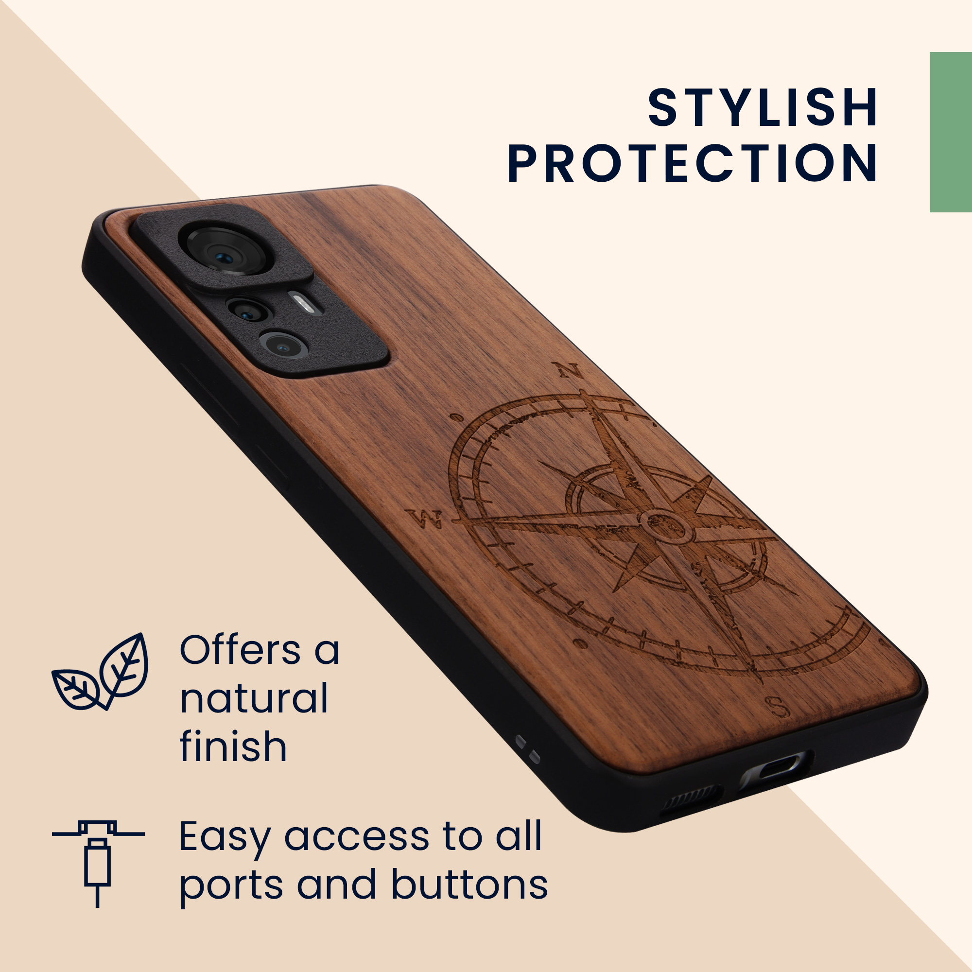 Kryt na mobil Xiaomi 12T / 12T Pro kwmobile dřevěný tmavě hnědá