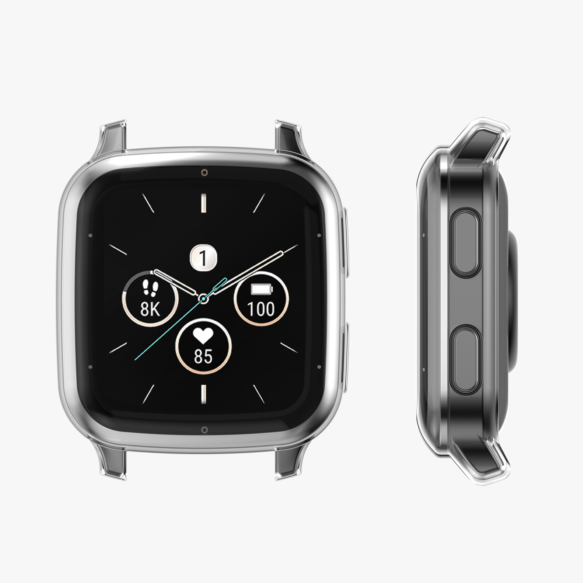 2 ks Ochranný kryt kwmobile pro Garmin Venu Sq 2 Music / Sq 2 - transparentní / stříbrná