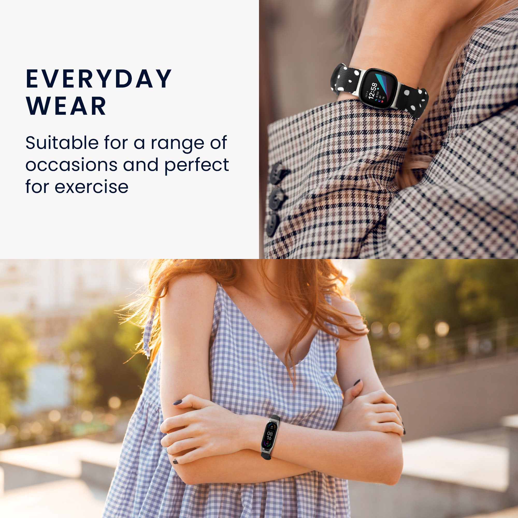 Řemínek kwmobile pro Fitbit Versa 4 / Sense 2 / Versa 3 / Sense - černá / bílá