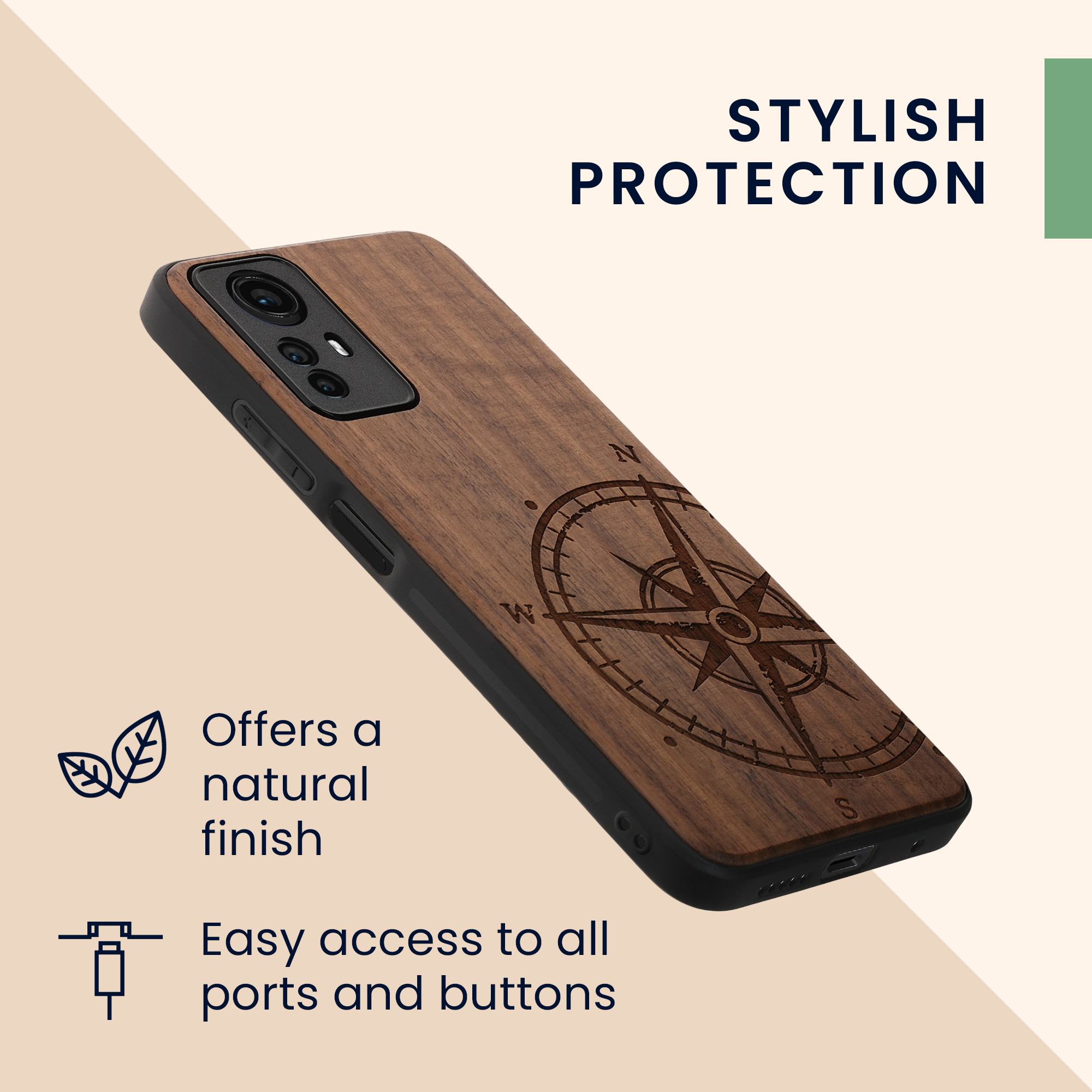 Dřevěný kryt Xiaomi Redmi Note 12S TPU nárazník tmavě hnědá kwmobile