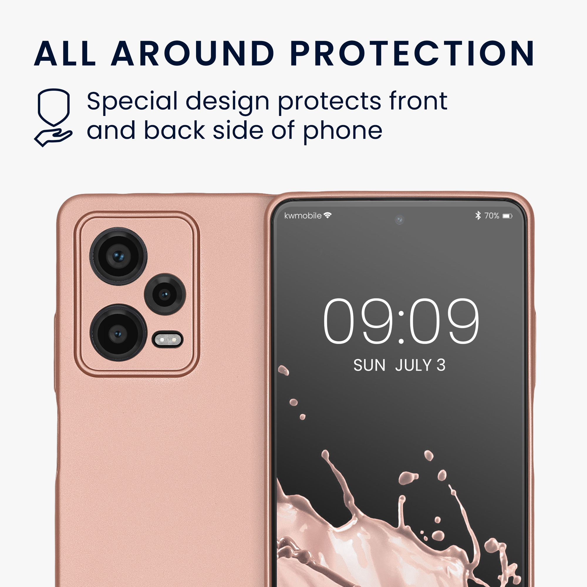 Kryt Xiaomi Redmi Note 12 Pro 5G metalický TPU metalická růžovo-zlatá kwmobile