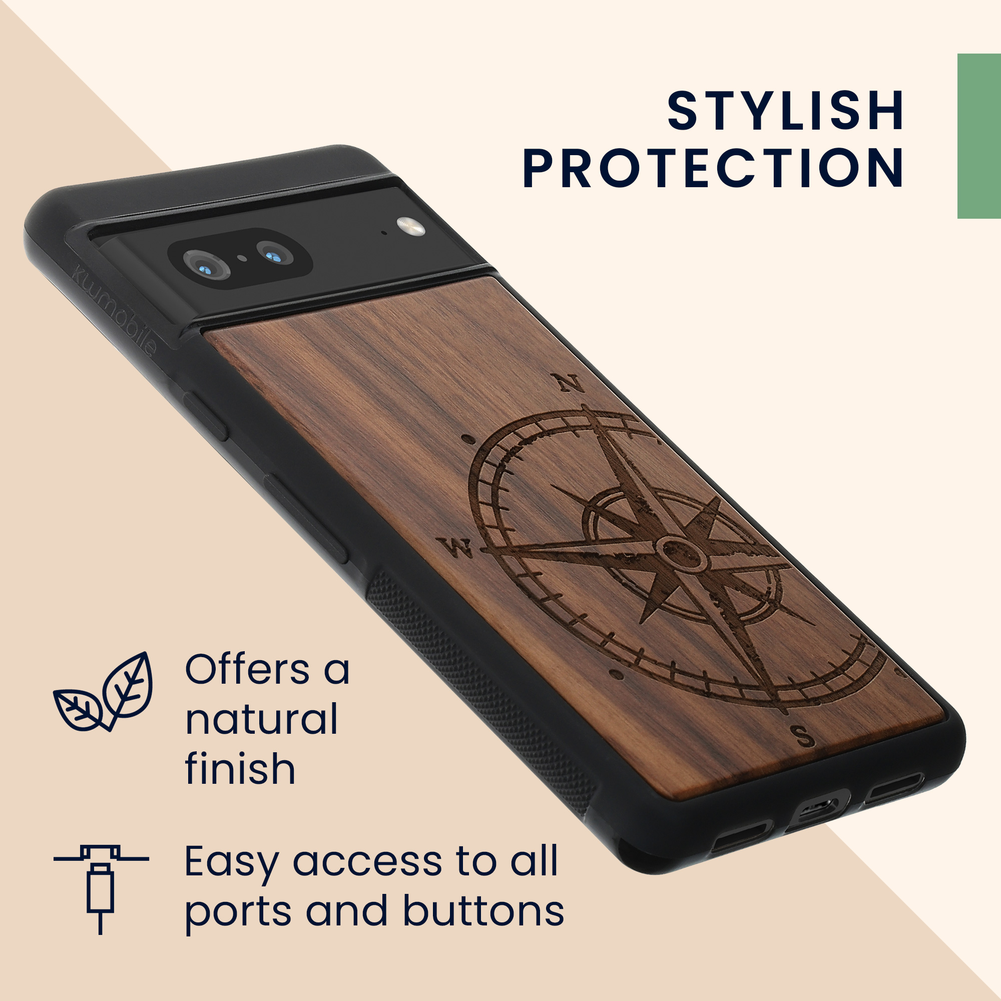 Dřevěný kryt kwmobile pro Google Pixel 7 - tmavě hnědá