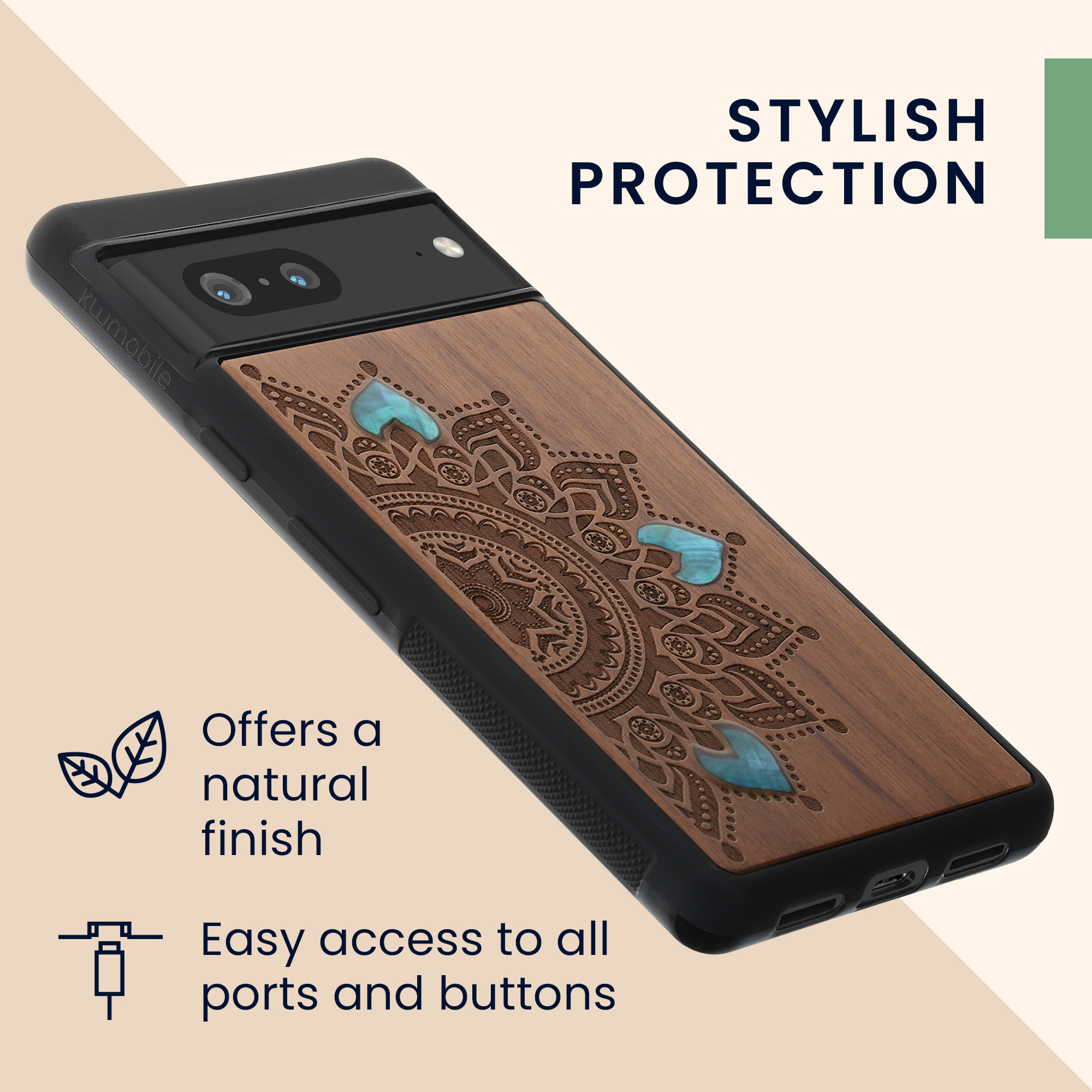 Dřevěný kryt kwmobile pro Google Pixel 7 - tmavě hnědá