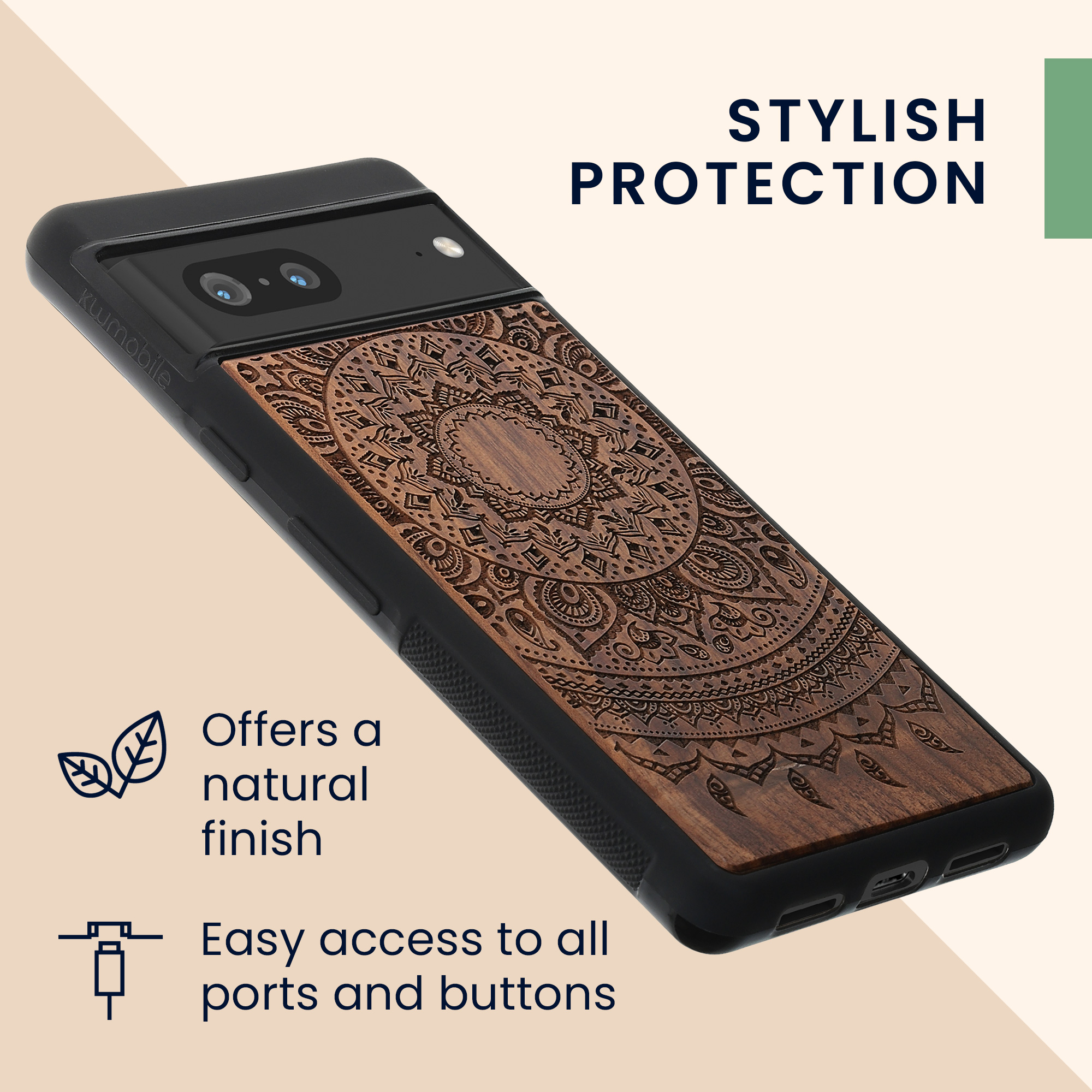 Dřevěný kryt kwmobile pro Google Pixel 7 - tmavě hnědá