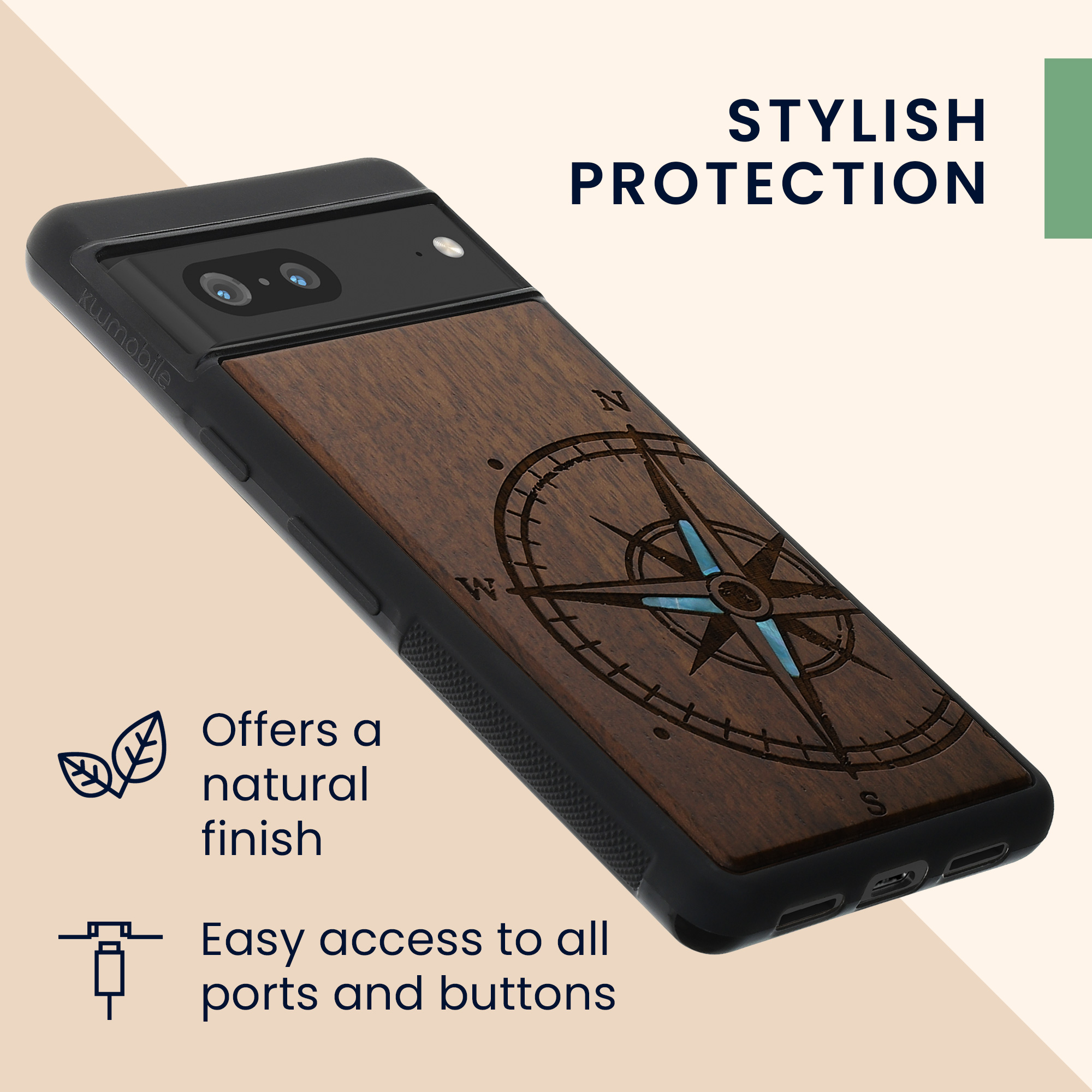 Dřevěný kryt kwmobile pro Google Pixel 7 - tmavě hnědá