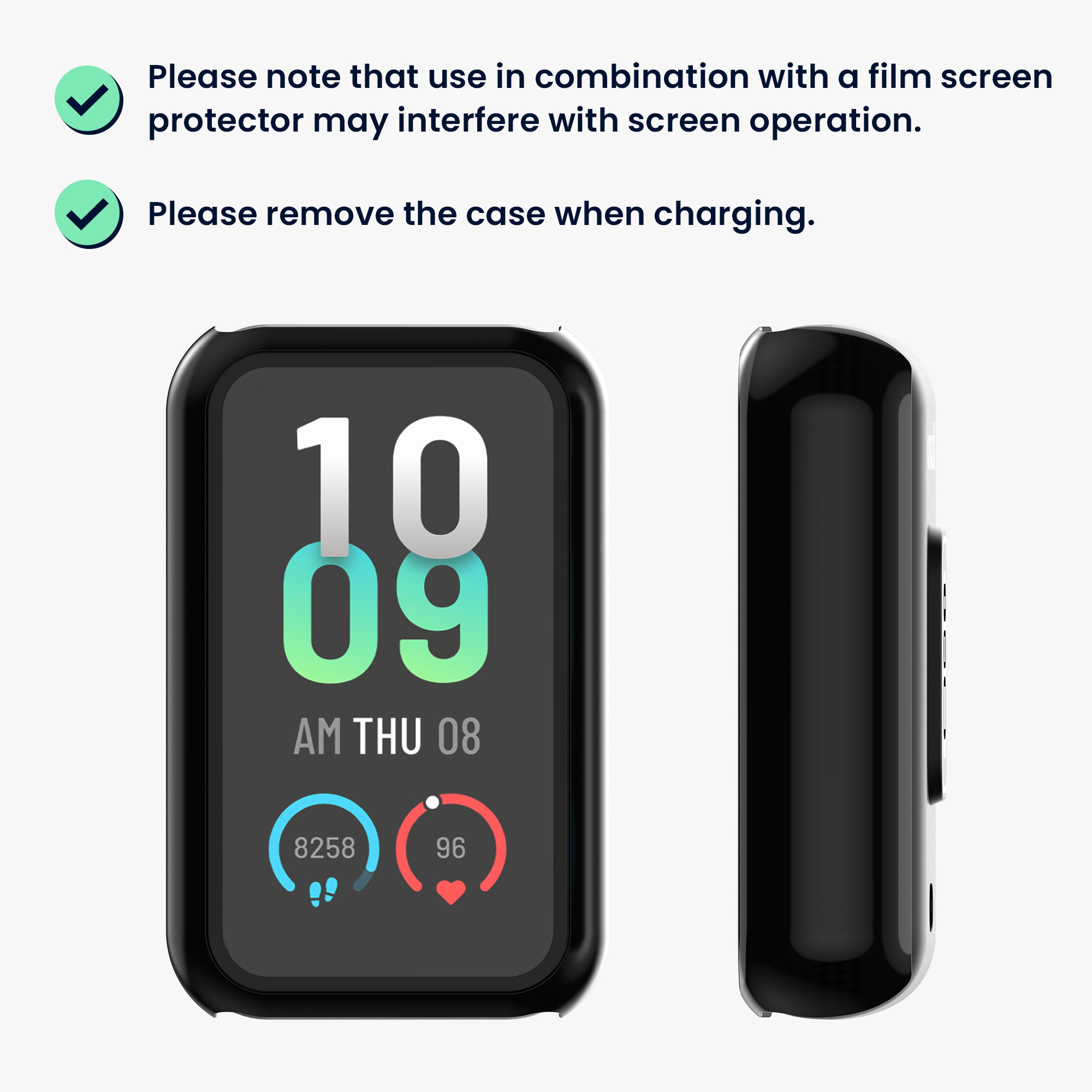 Sada 2 krytů s ochranou displeje pro Huami Amazfit Band 7 kwmobile - černá a transparentní