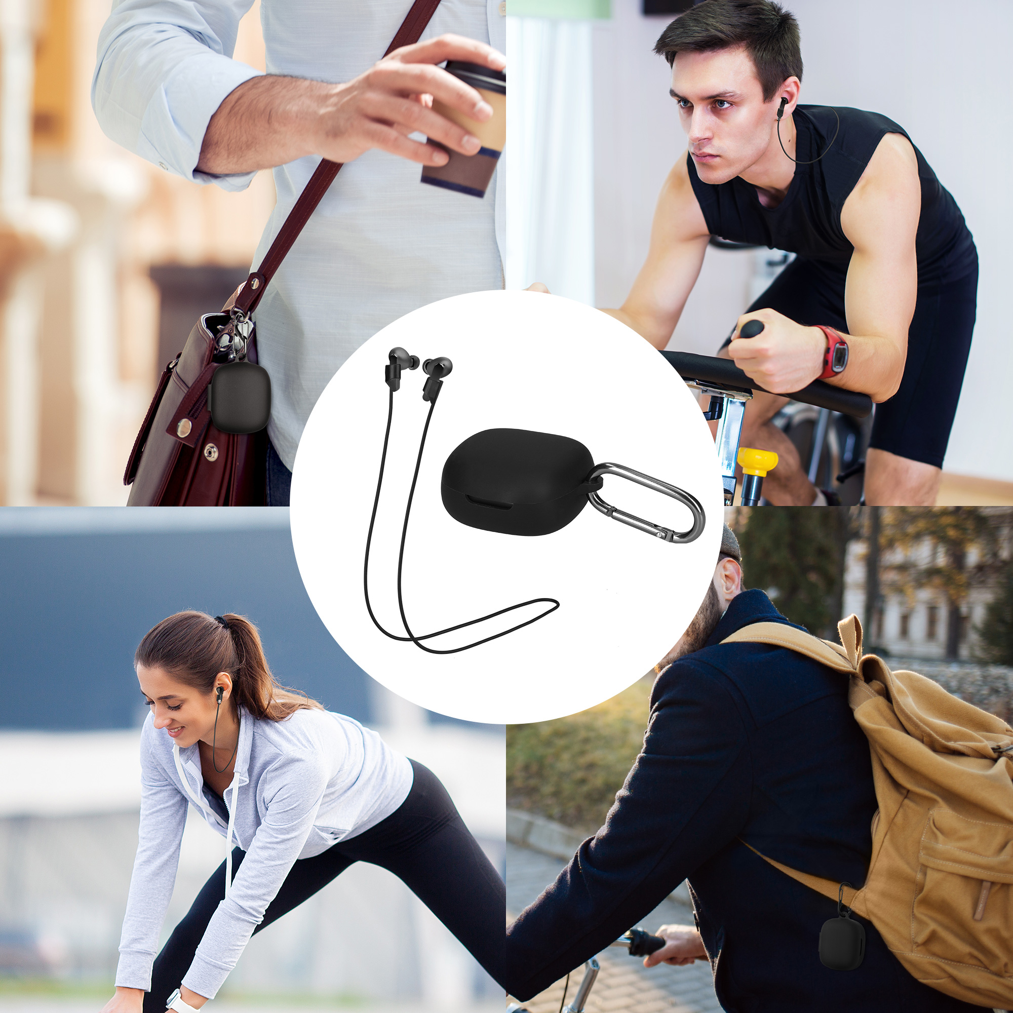 Pouzdro na sluchátka kwmobile pro JBL Live Pro Plus, černá / černá