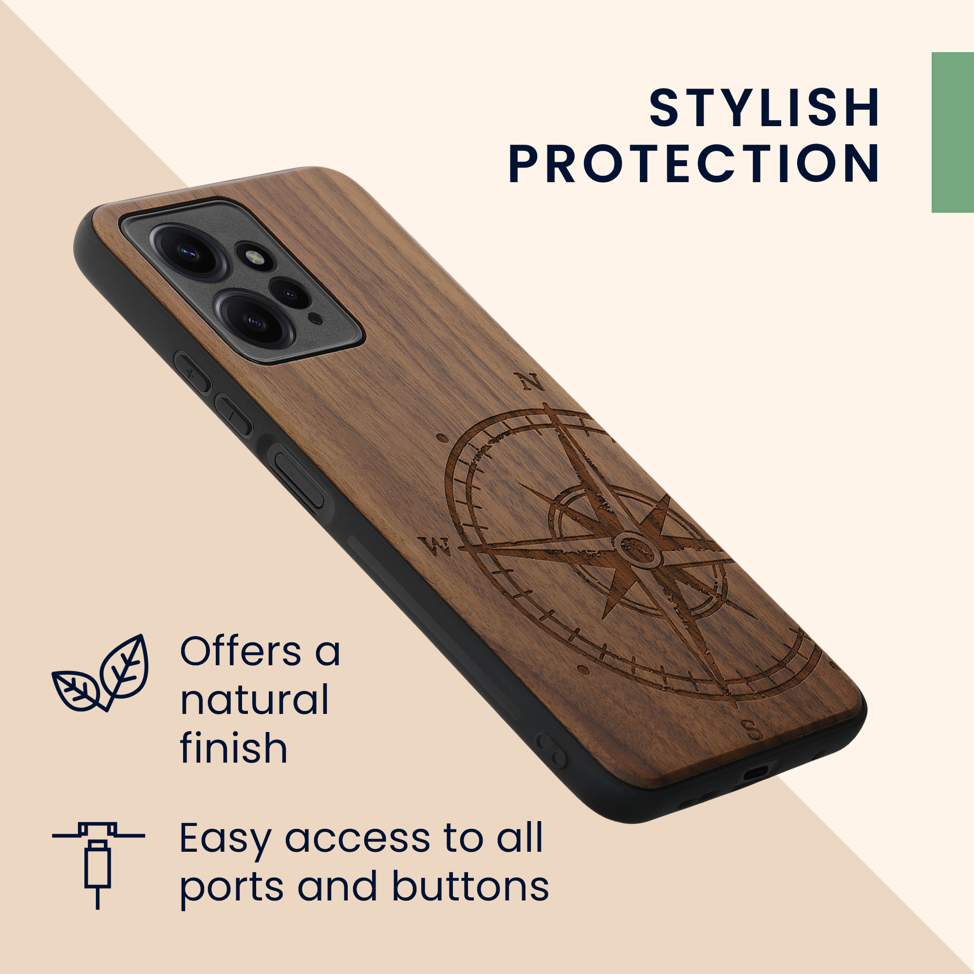 Dřevěný kryt Xiaomi Redmi Note 12 (4G) TPU nárazník tmavě hnědá kwmobile