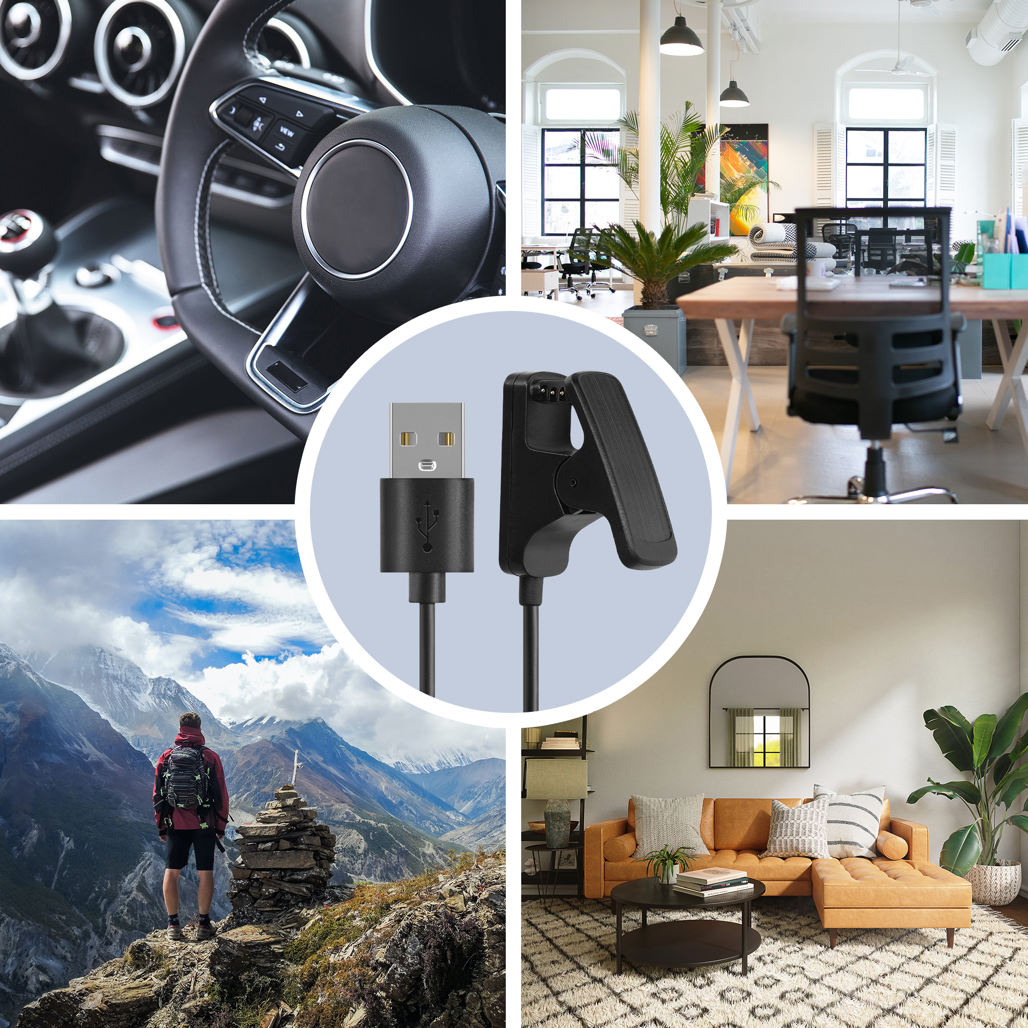 Nabíjecí kabel pro chytré hodinky pro Garmin MARQ (není pro MARQ 2) kwmobile - černá