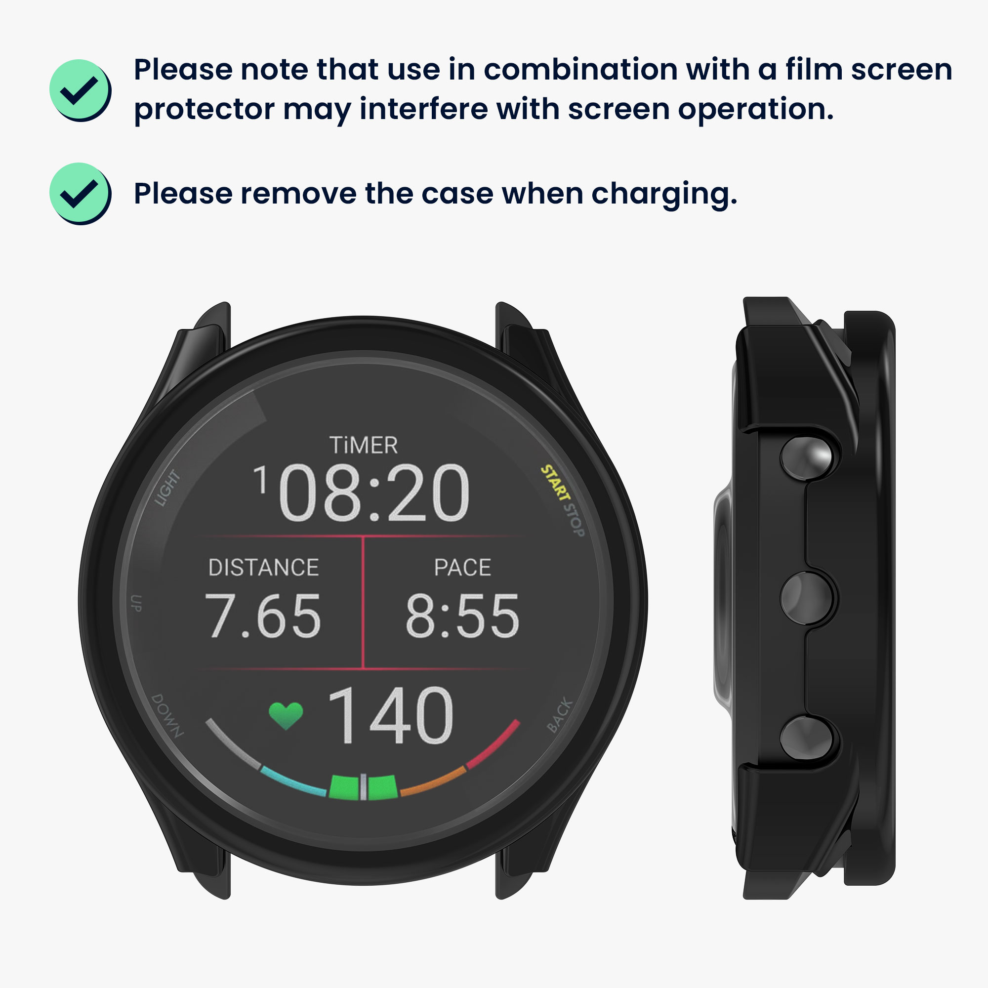 2x obal s ochranným sklem pro Garmin 18mm Forerunner 265S kwmobile - černá / transparentní