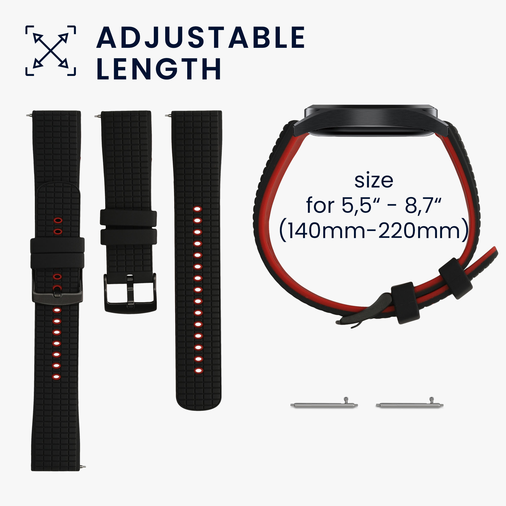 Silikonový řemínek hodinky Ticwatch Pro 3 Ultra náhradní černá kwmobile