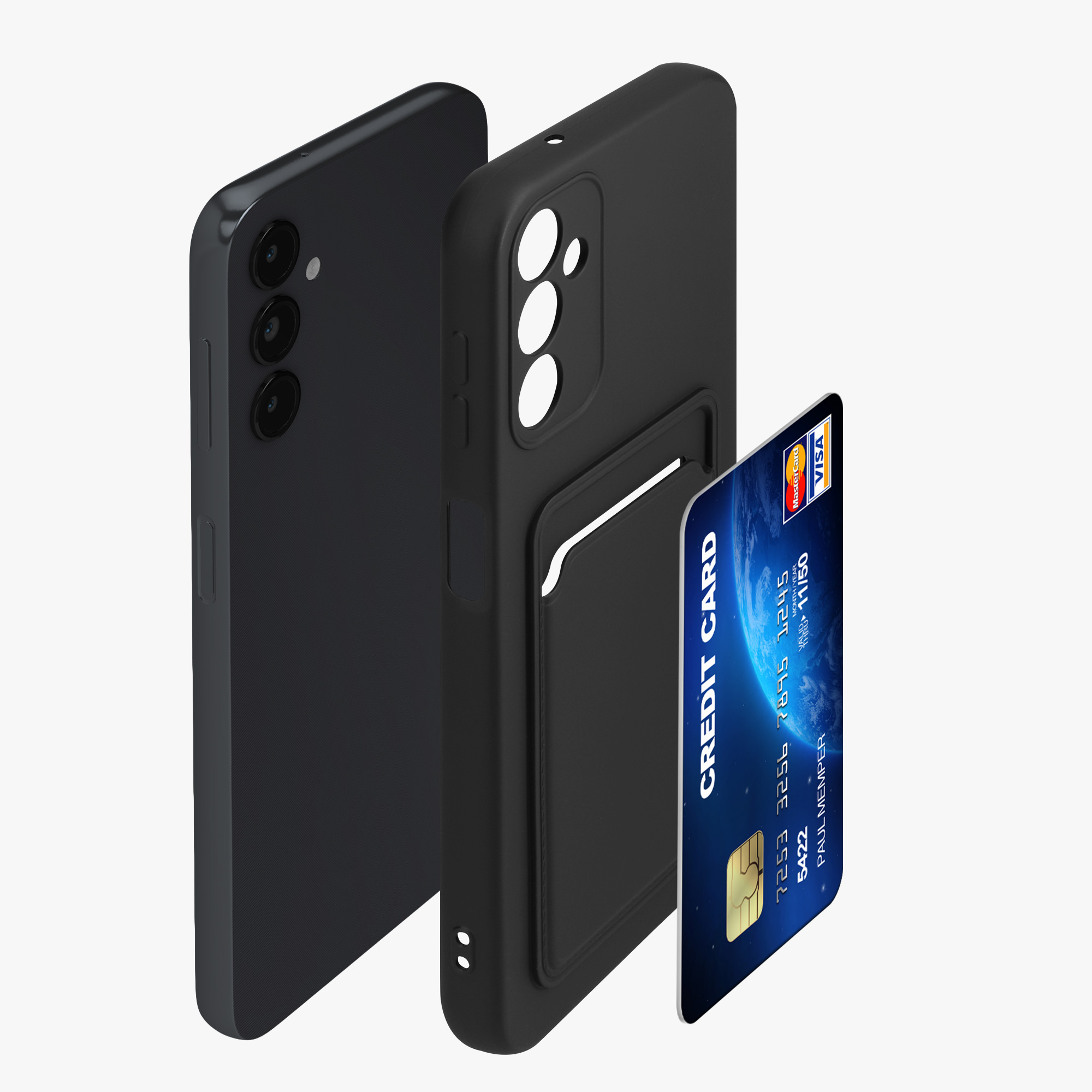 Kryt na mobil Samsung Galaxy A14 5G kwmobile TPU s přihrádkou na kartu Černá