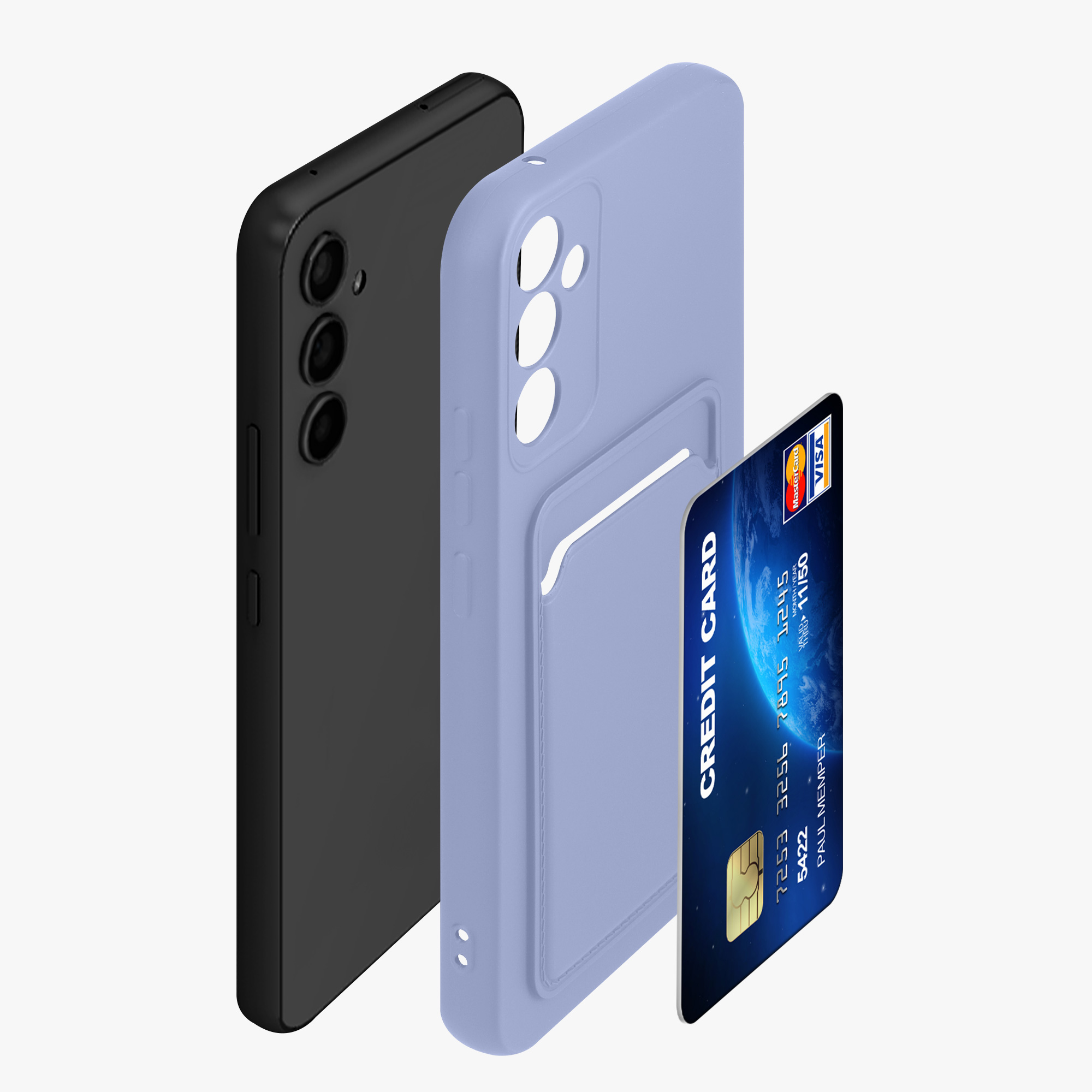Kryt na mobil Samsung Galaxy A34 5G kwmobile Card Holder levandulový