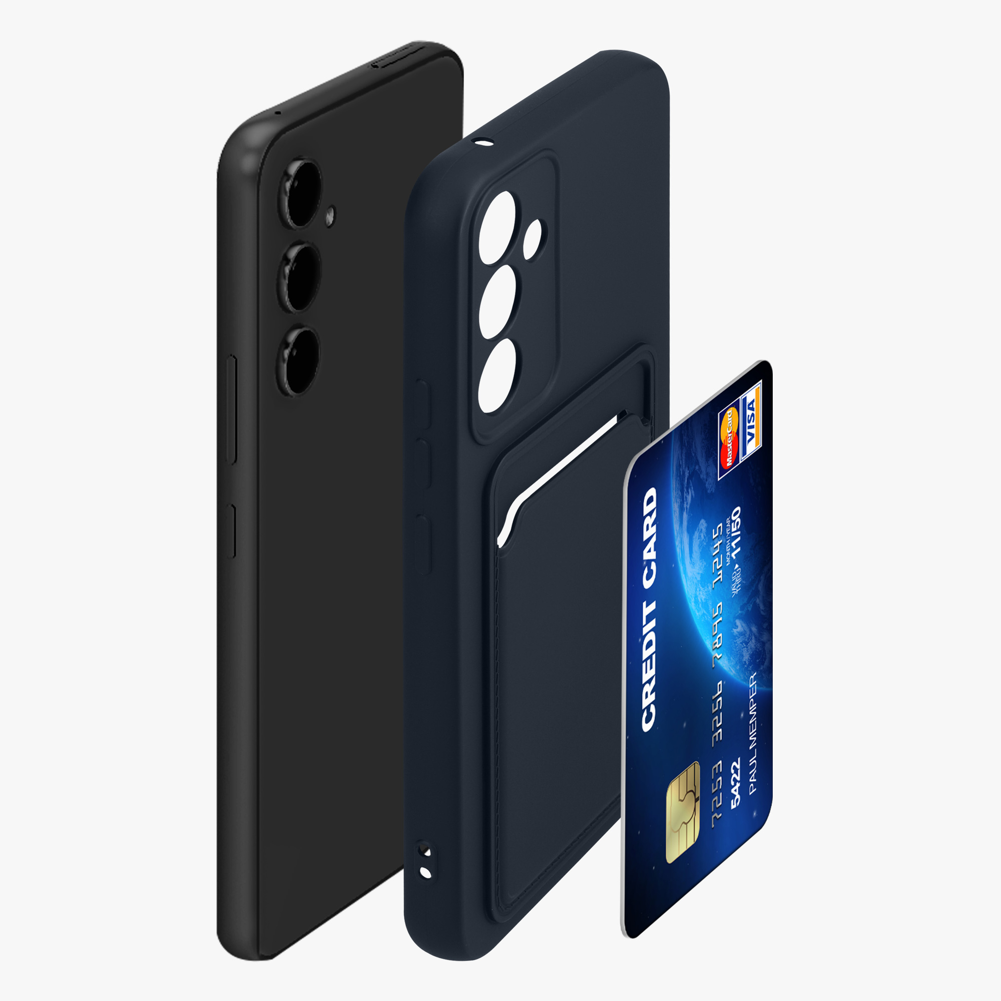 Kryt na mobil Samsung Galaxy A54 5G kwmobile TPU s přihrádkou na kartu Tmavě modrá
