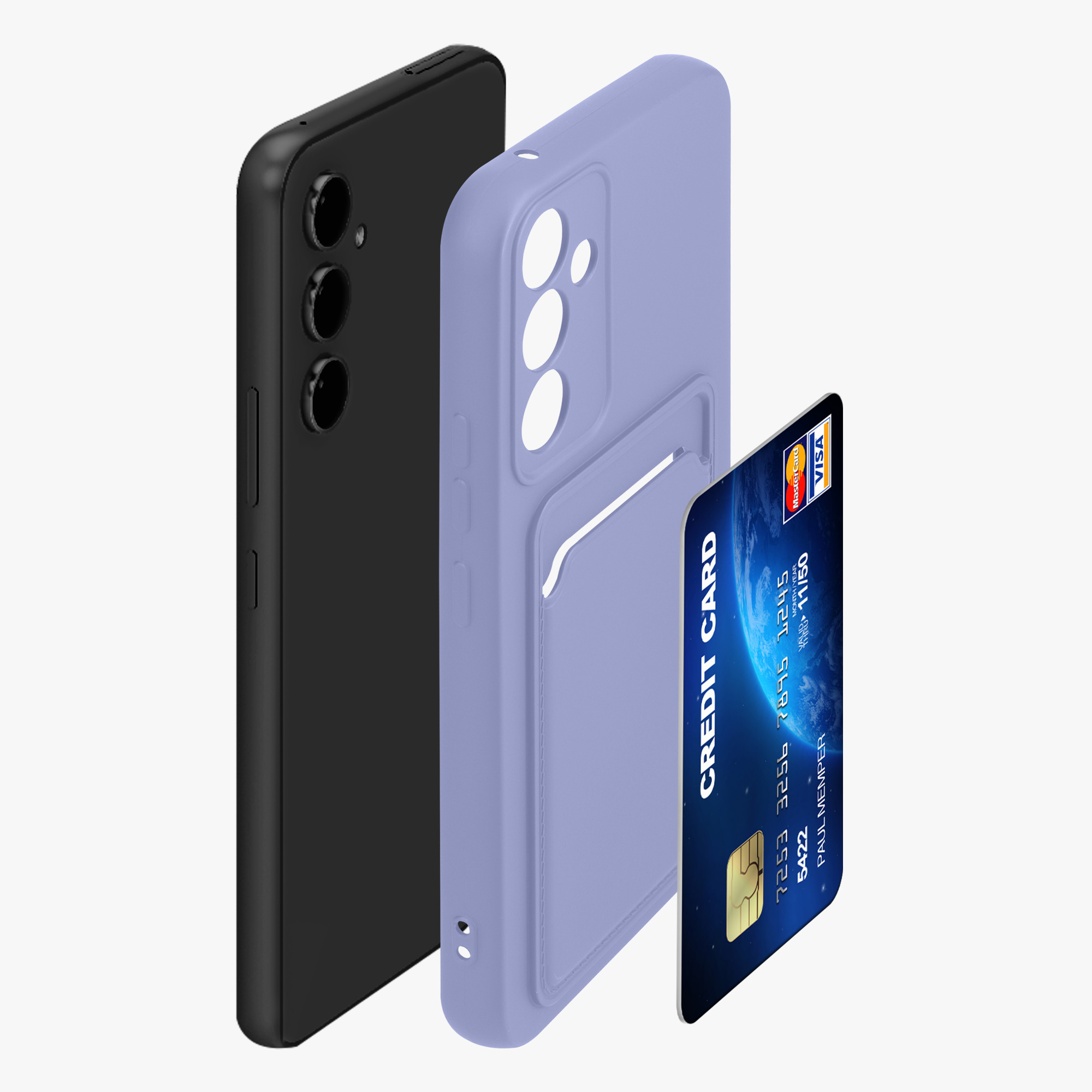 Kryt na mobil Samsung Galaxy A54 5G kwmobile TPU s přihrádkou na kartu Levandulová