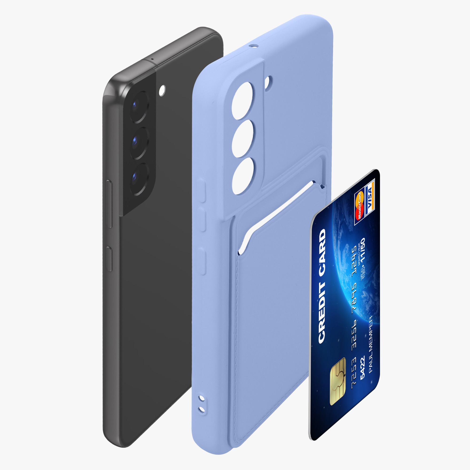 Kryt s kartou na mobil Galaxy S22 kwmobile Card Holder levandulová