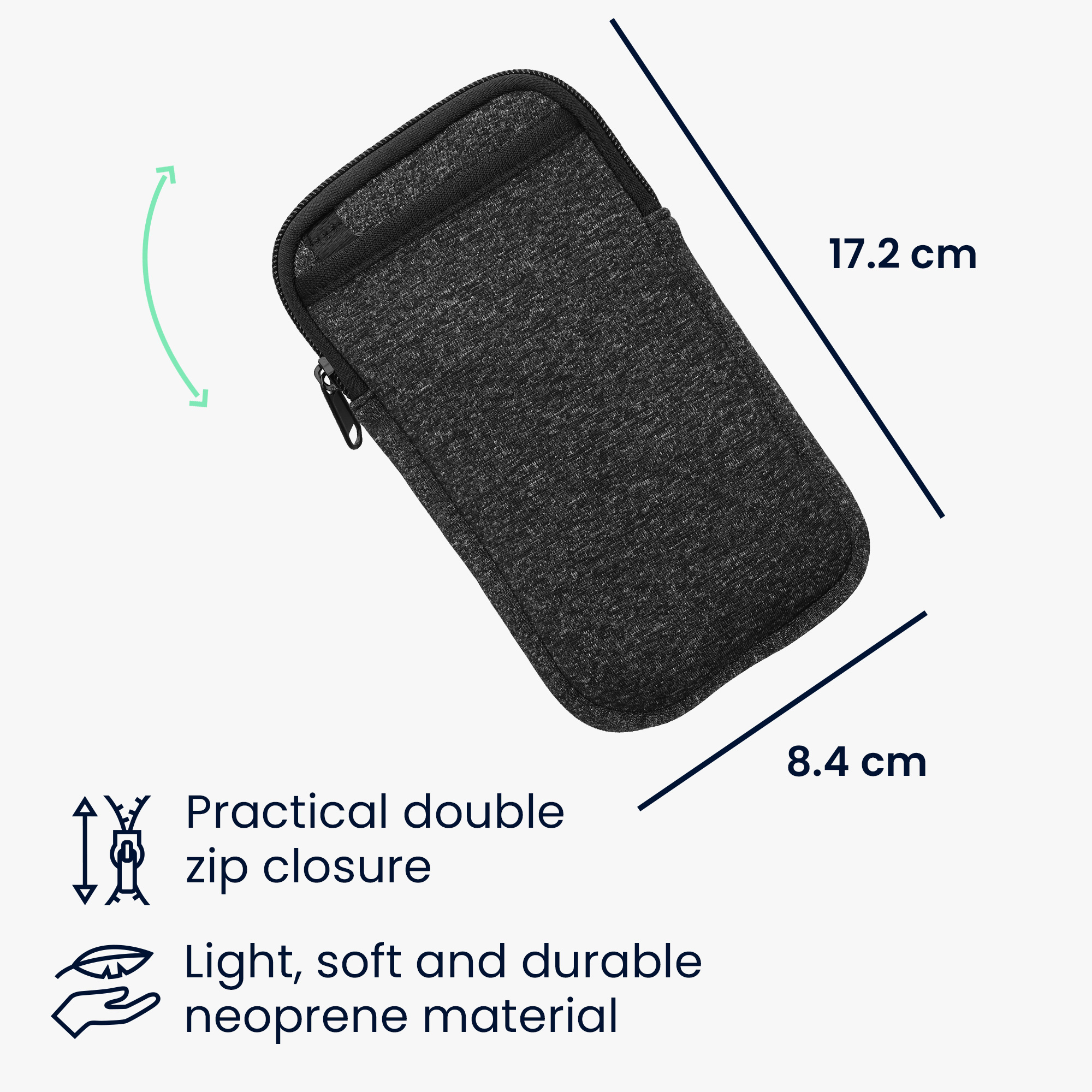 Crossbody pouzdro kwmobile - XL - 17,2 x 8,4 cm (6.7/6.8") - antracitová / bílá