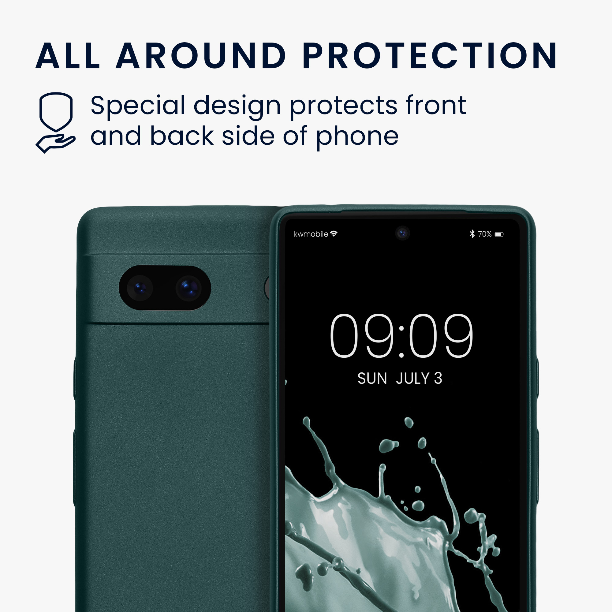 Metalický kryt kwmobile Google Pixel 7a - metalicky tyrkysový