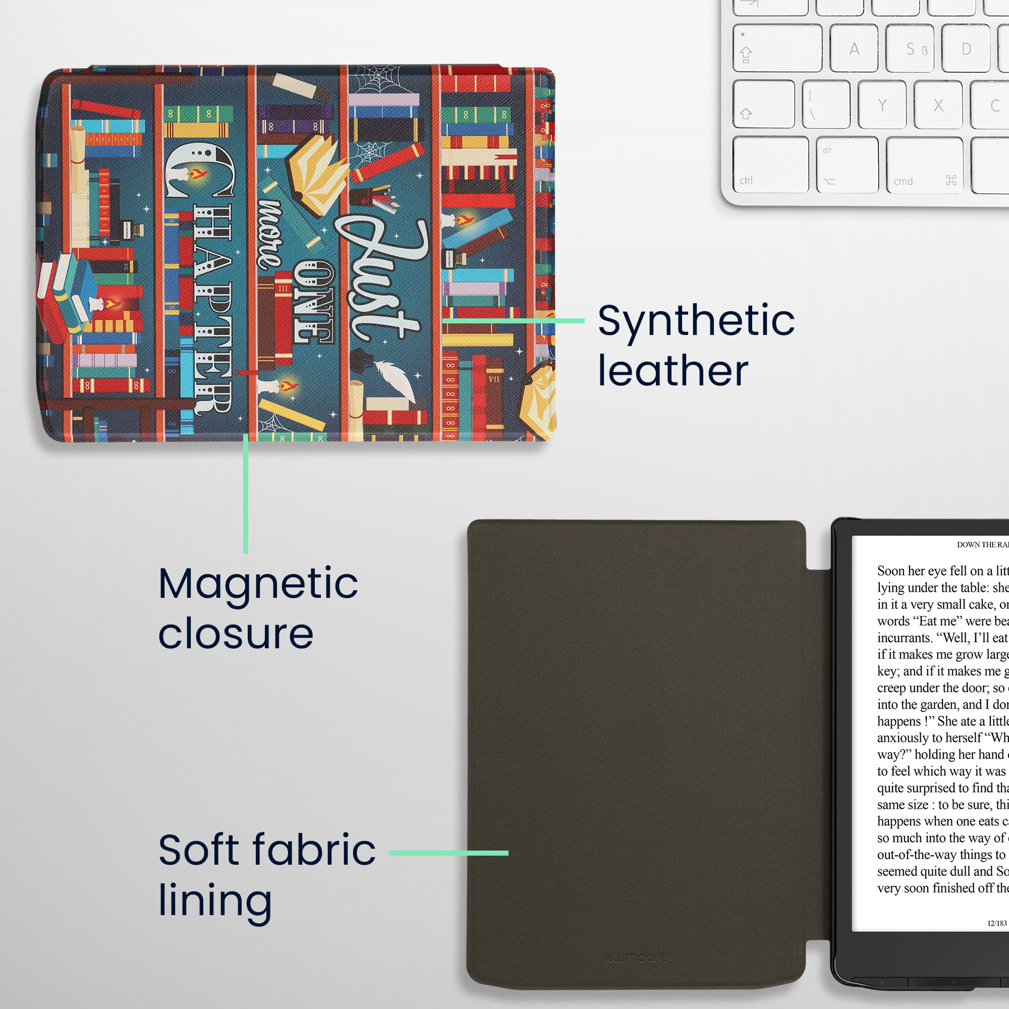 Obal pro Pocketbook InkPad 4 / Color 3 / Color 2 / Vivlio InkPad 4 / InkPad Color 3 kwmobile - motiv knihovní motto s více barev