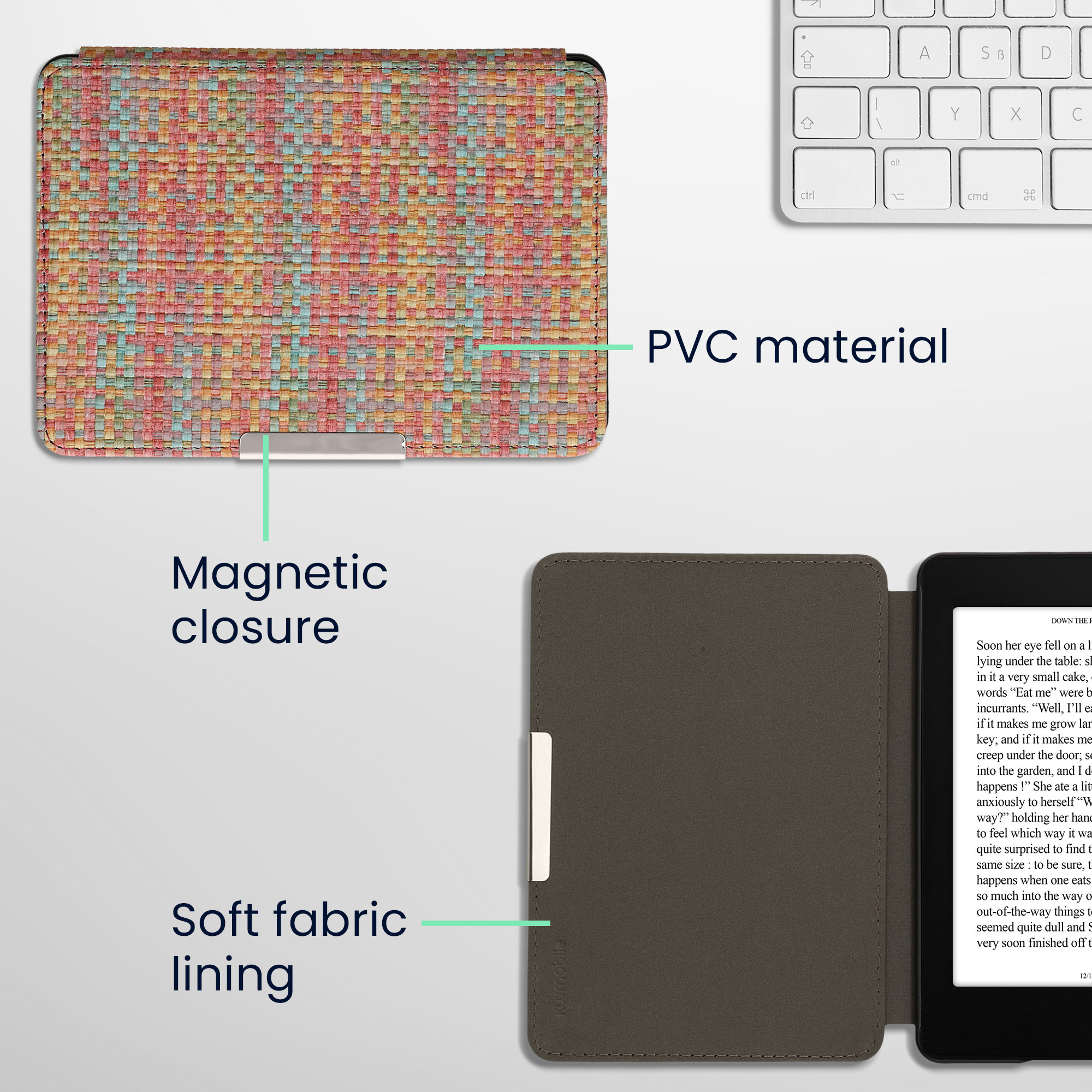 Pouzdro na čtečku kwmobile Amazon Kindle Paperwhite Cover - Colorful žlutá / červená / zelená