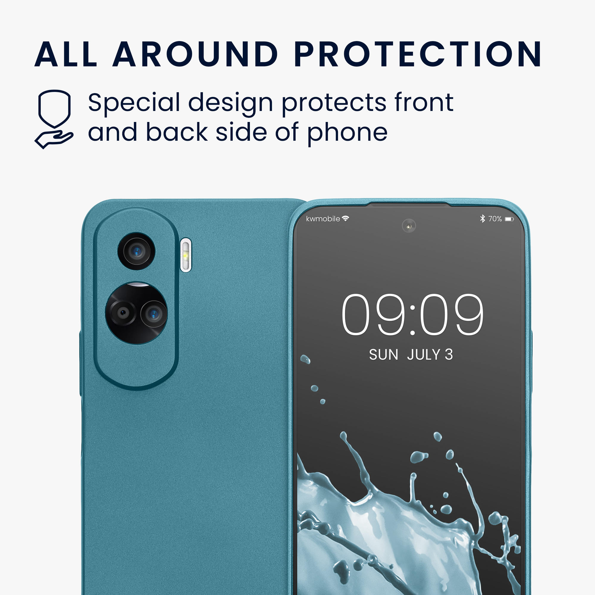 Kryt na mobil HONOR 90 Lite 5G kwmobile TPU metalický metalická karibská modrá