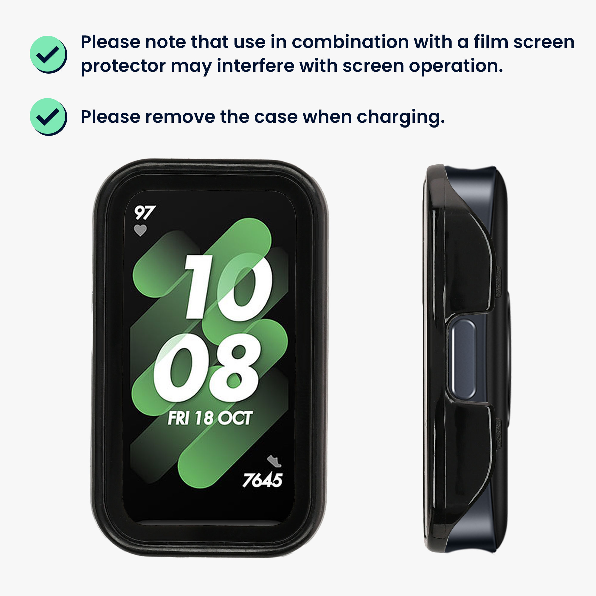 Ochranný rámeček se sklem na fitness náramek Huawei Band 9 / Band 8 Case 2 ks transparentně-černé