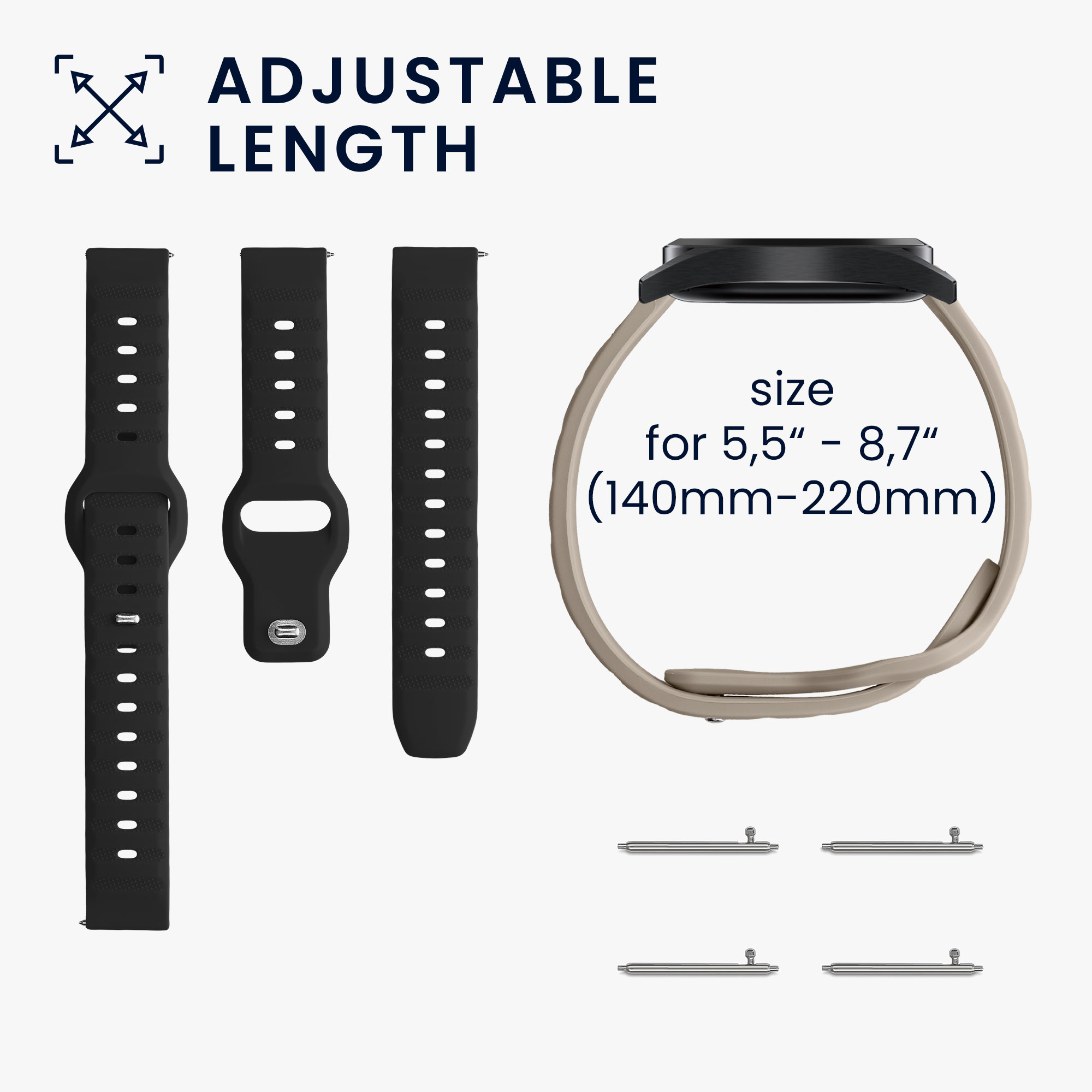 Řemínky pro Garmin Venu Sq Music / Sq kwmobile silikonové - matná černá / béžová