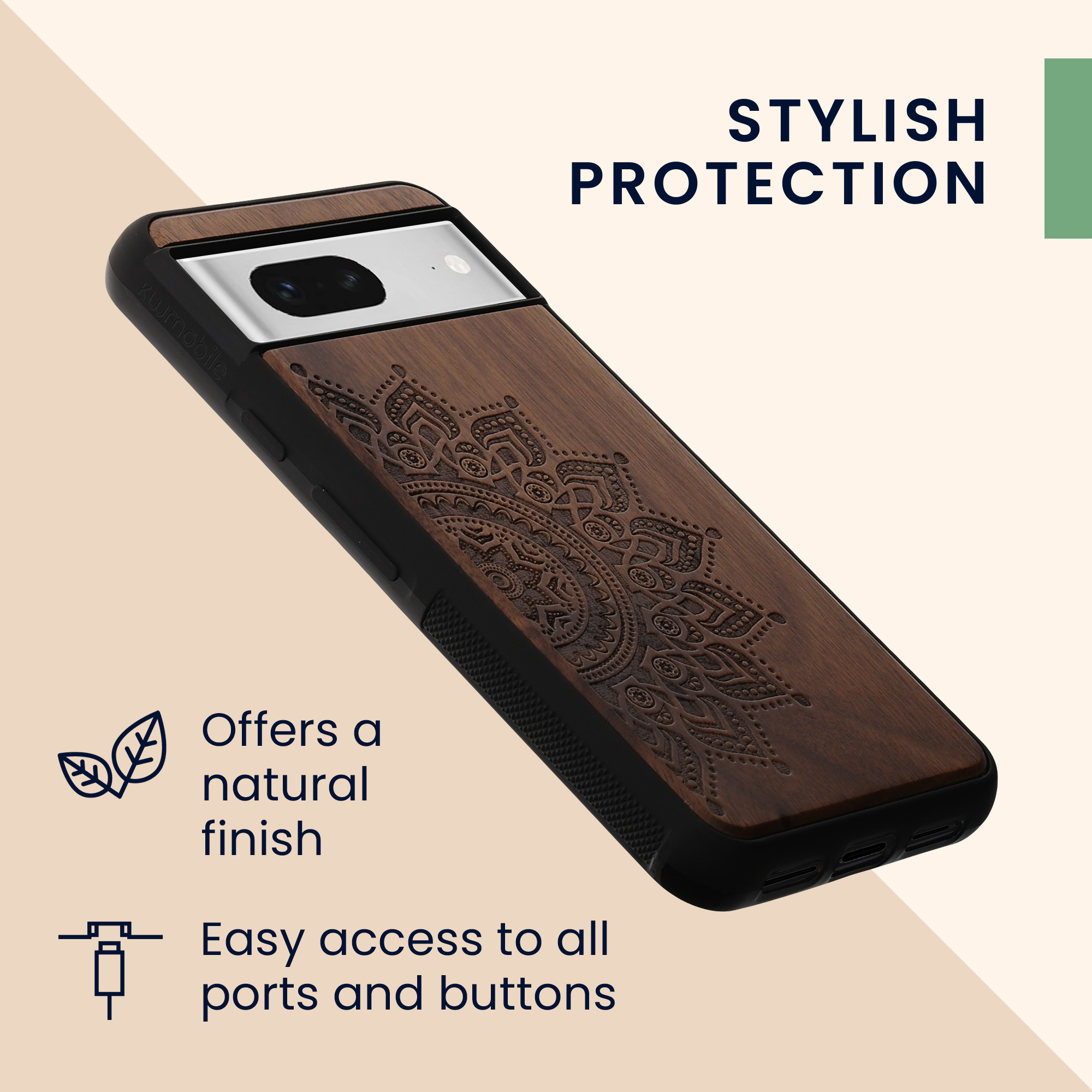 Dřevěný kryt kwmobile Google Pixel 8 - Hard Cover in Dark Brown