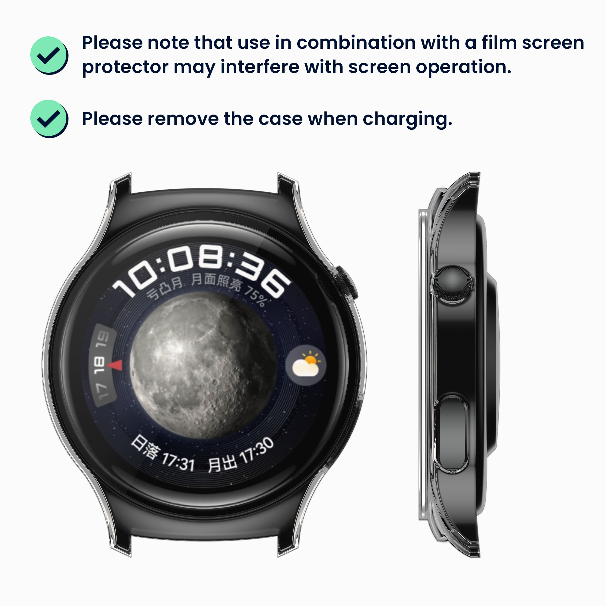Kryt s ochranným sklem kwmobile pro Huawei Watch 4 - 2 ks - transparentní