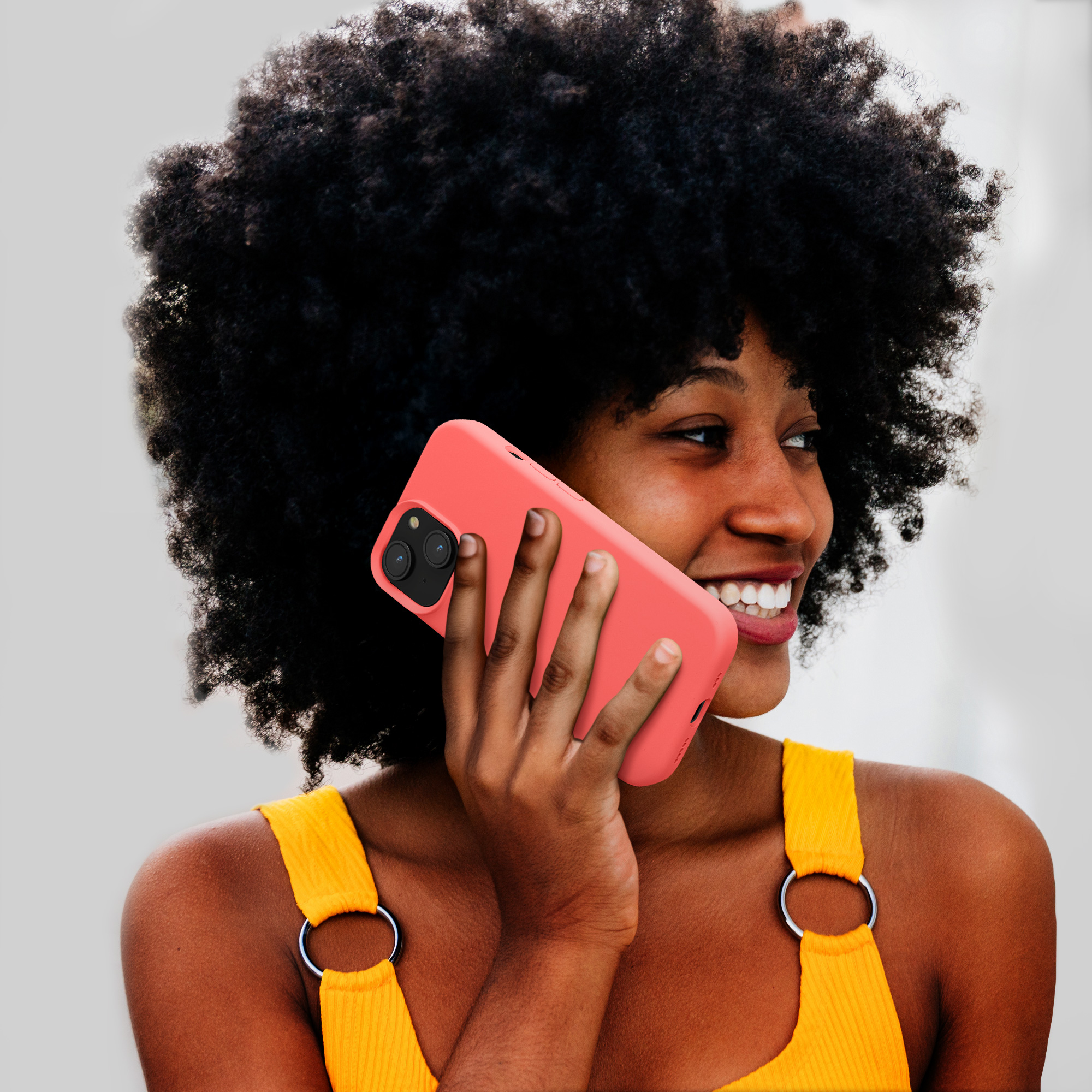 Kryt kwmobile TPU silikonový iPhone 15 Plus Neon Coral
