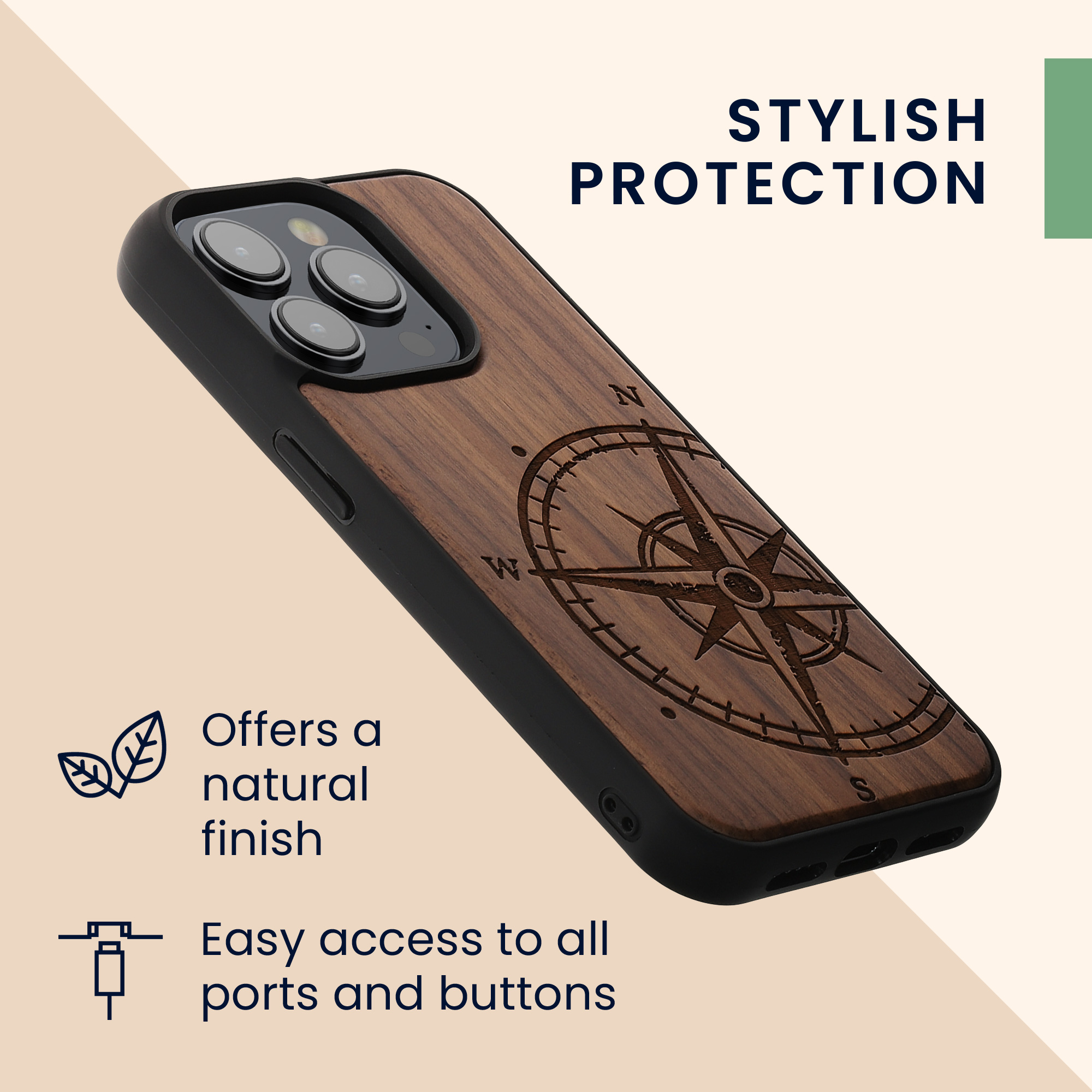 Kryt kwmobile dřevo iPhone 15 Pro tmavě hnědá
