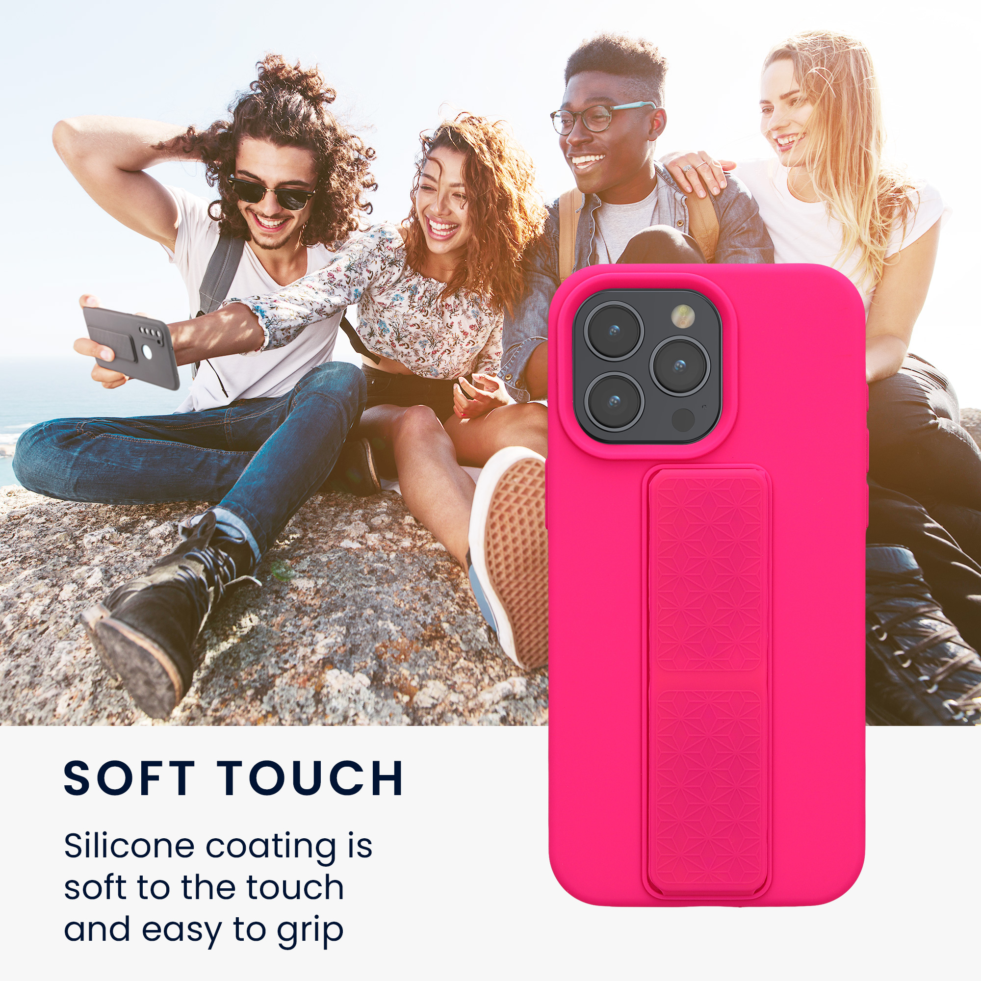 Silikonový kryt kwmobile pro iPhone 15 Pro Max - neonově růžová