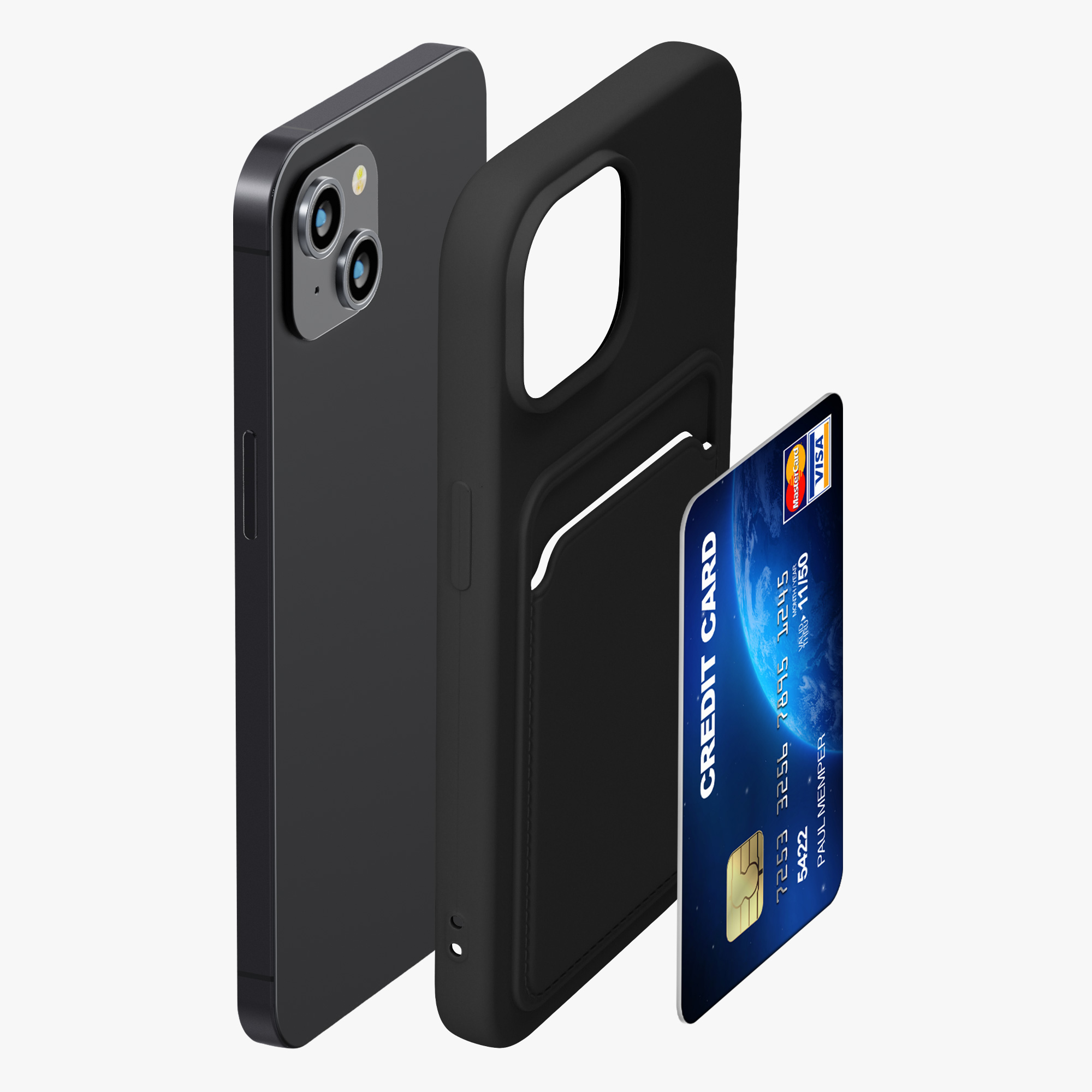Kryt kwmobile s přihrádkou na kartu iPhone 15 černá