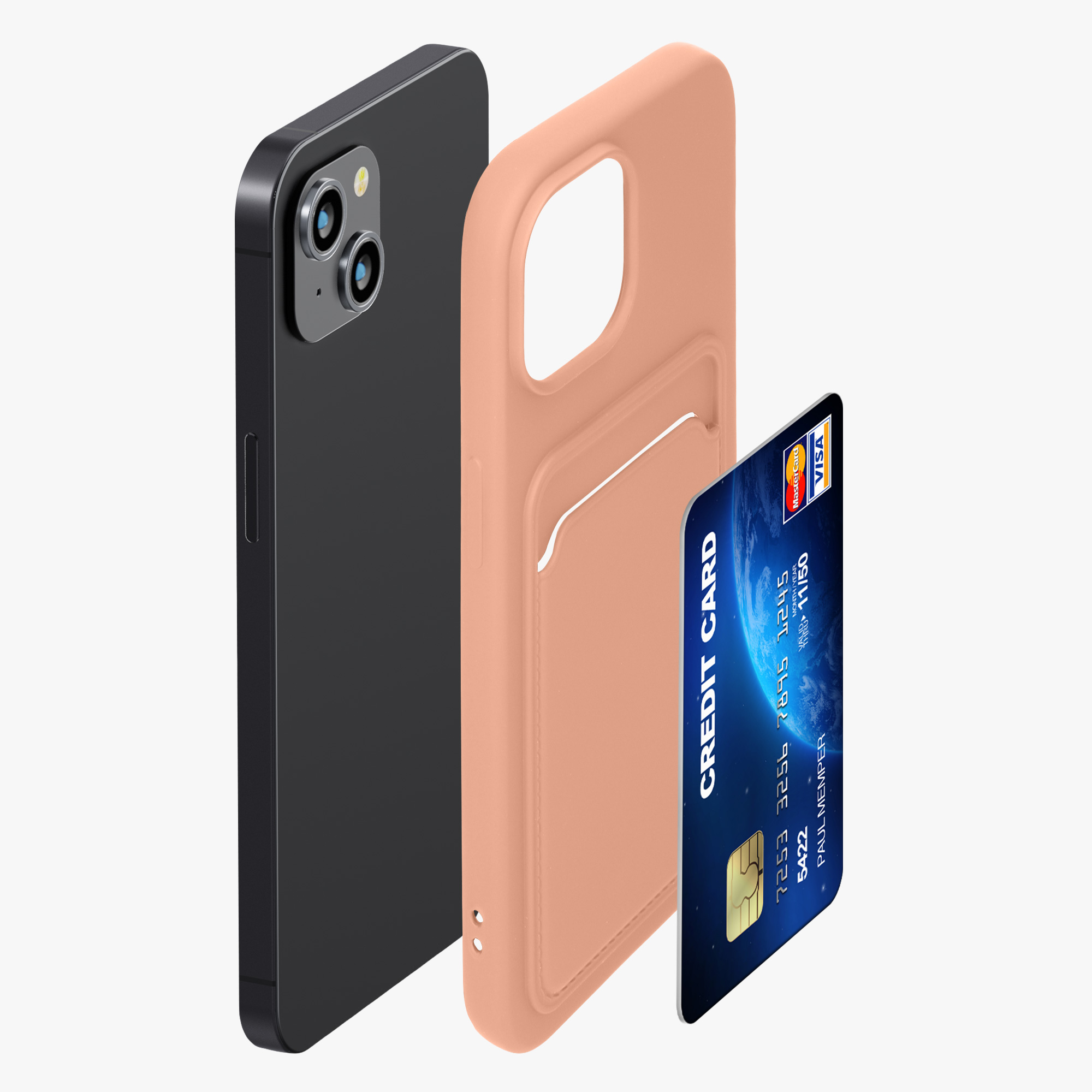 Kryt kwmobile s přihrádkou na kartu iPhone 15 růžová