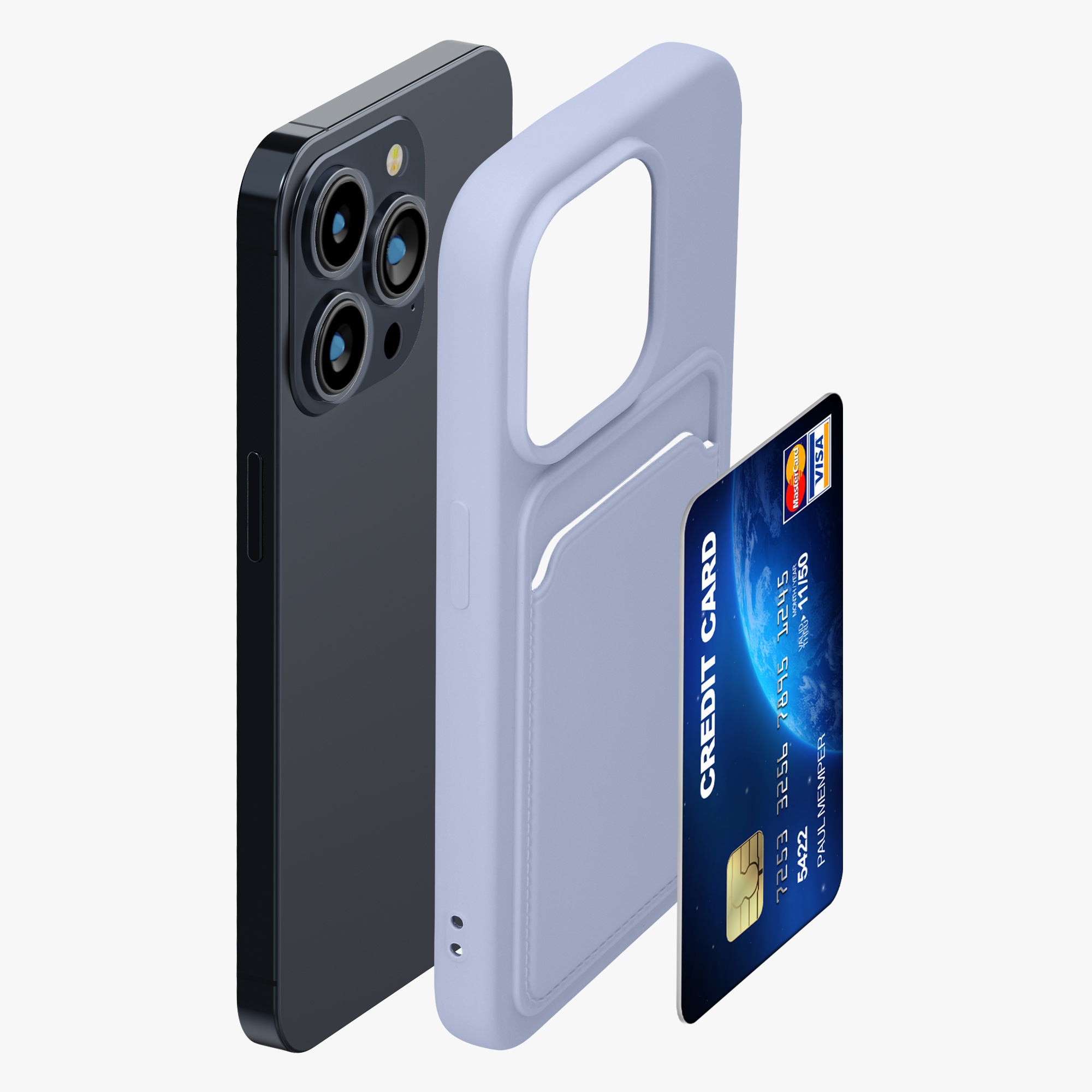 Pouzdro pro Apple iPhone 15 Pro s přihrádkou na kartu kwmobile kapsa na kartu TPU - levandulová