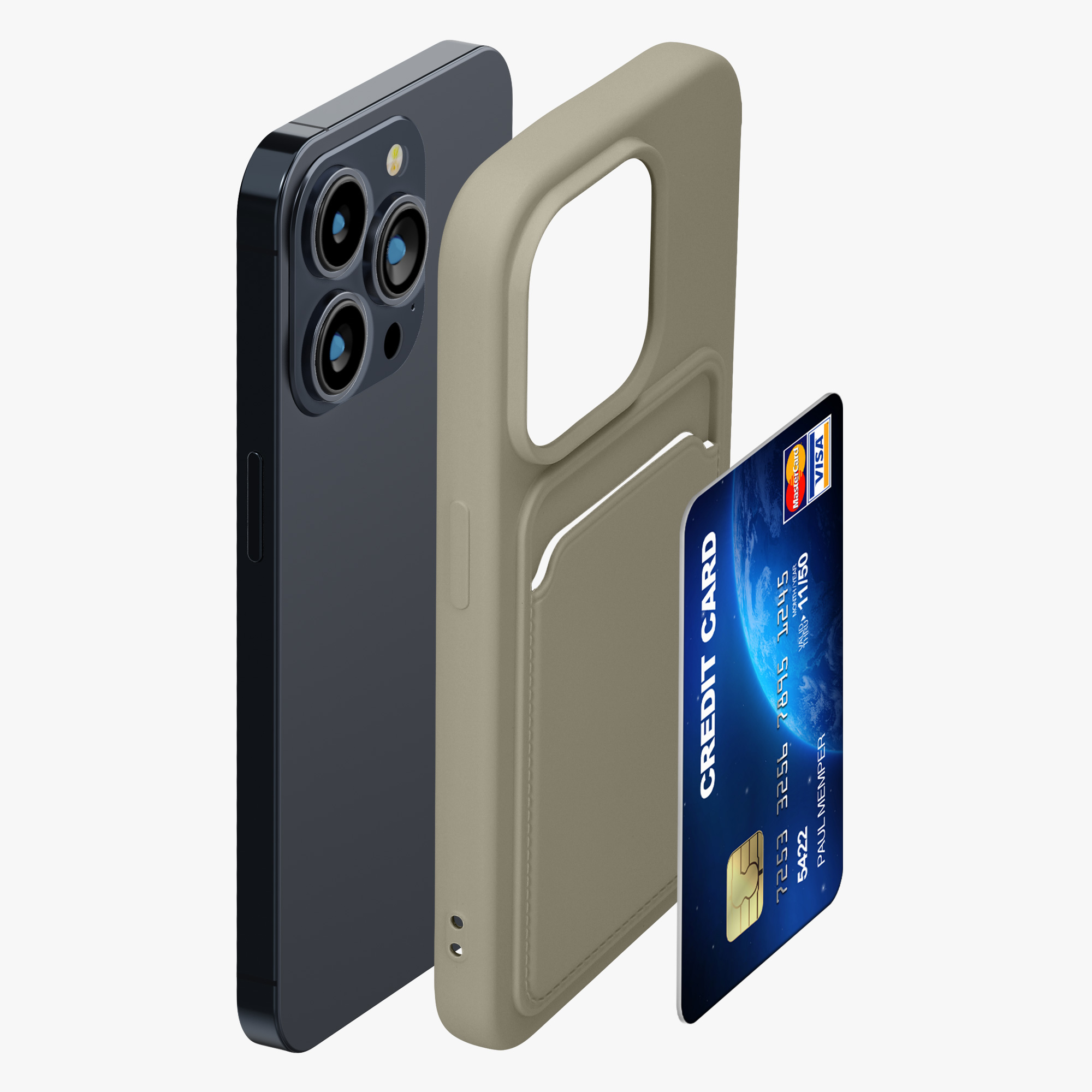 Kryt kwmobile s přihrádkou na kartu iPhone 15 Pro šedá