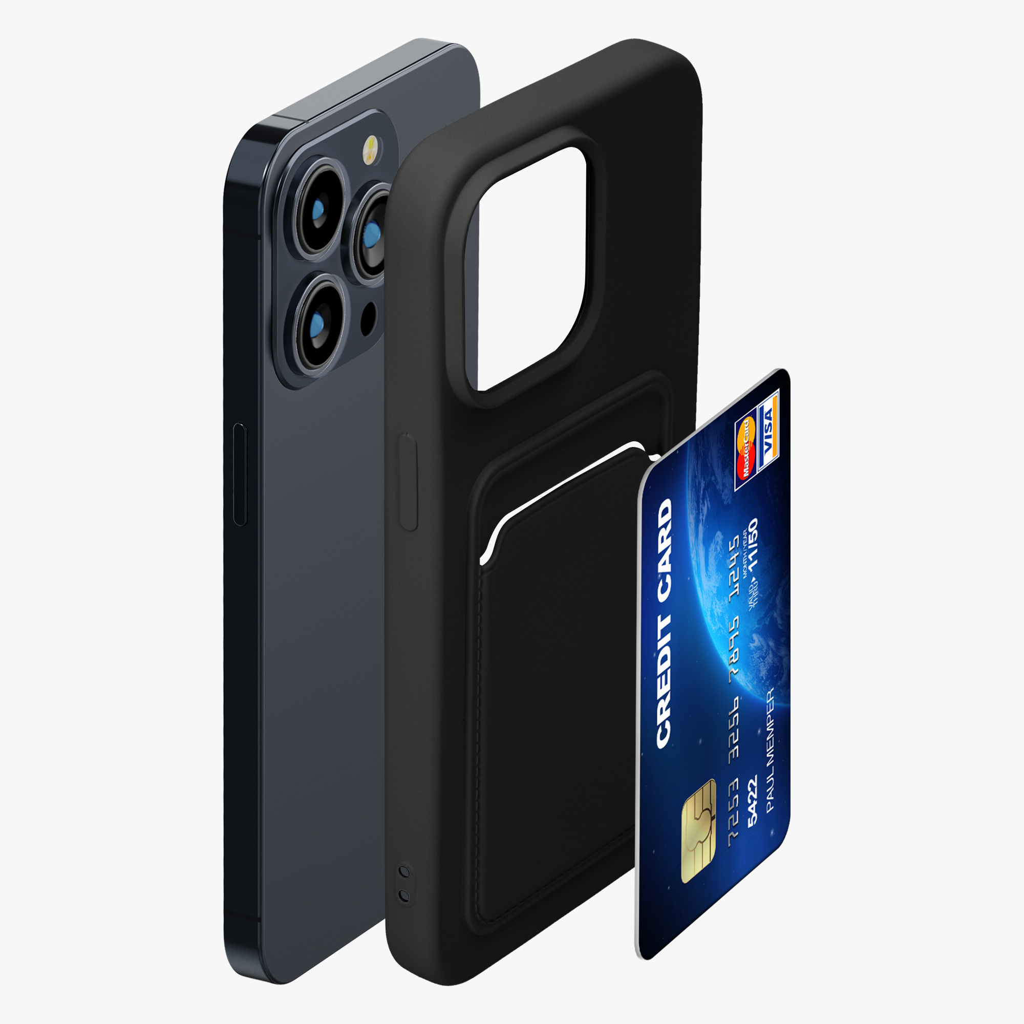 Kryt s přihrádkou na kartu kwmobile pro iPhone 15 Pro Max - černá