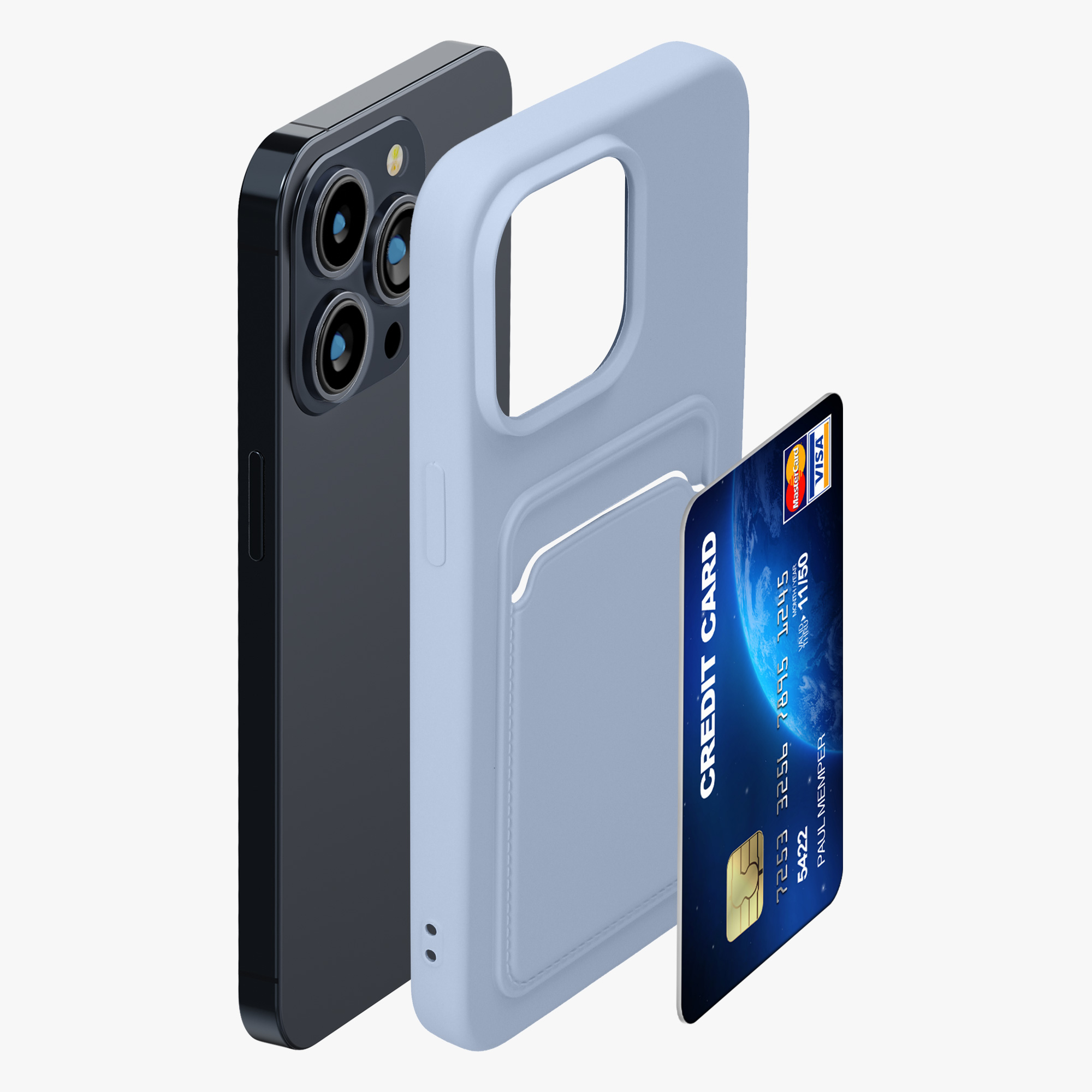 Kryt s přihrádkou na kartu kwmobile pro iPhone 15 Pro Max - levandulová
