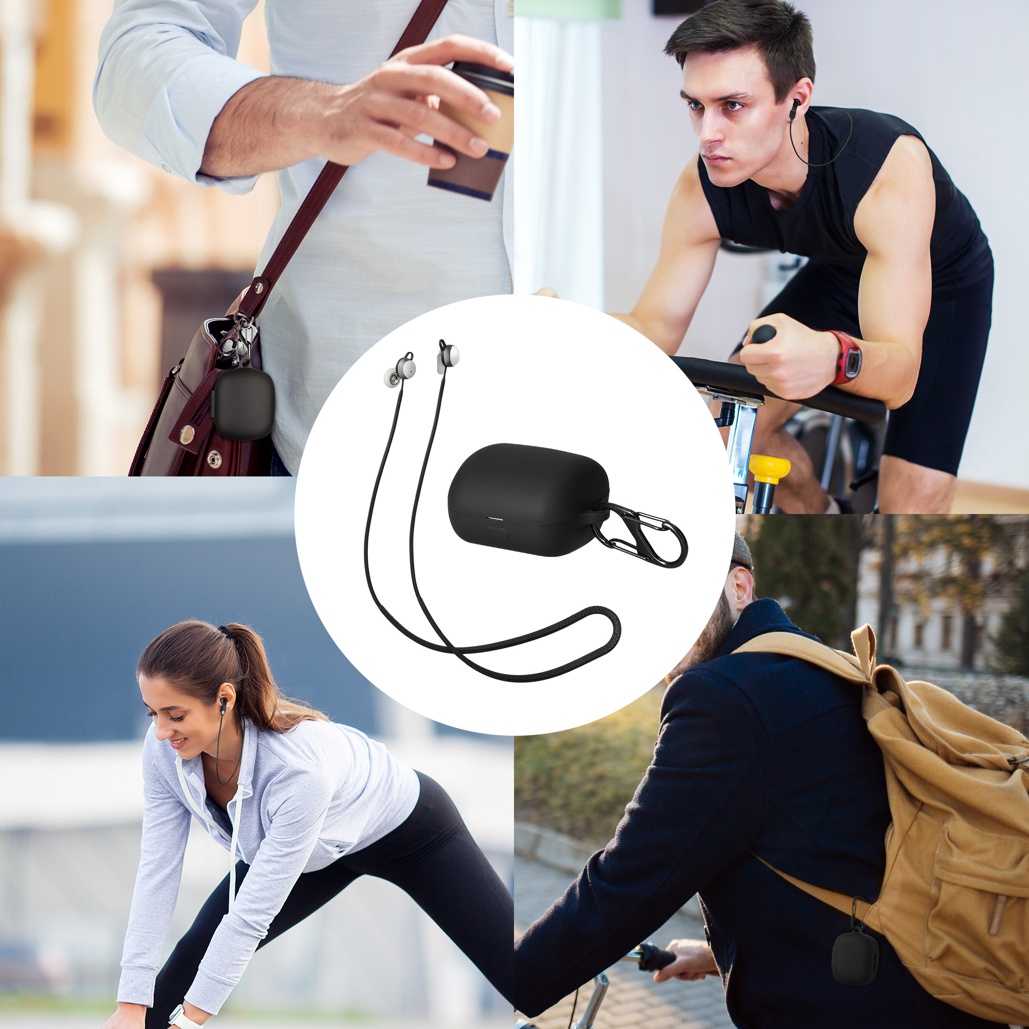 Pouzdro na sluchátka kwmobile pro Sony LinkBuds WF-L900, černá / černá